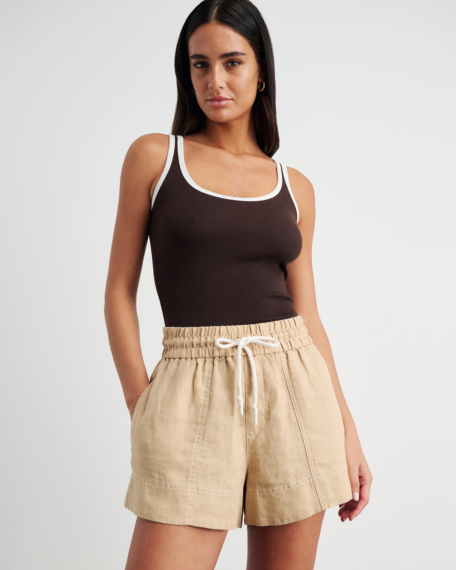 JAG gigi linen pull on short sand