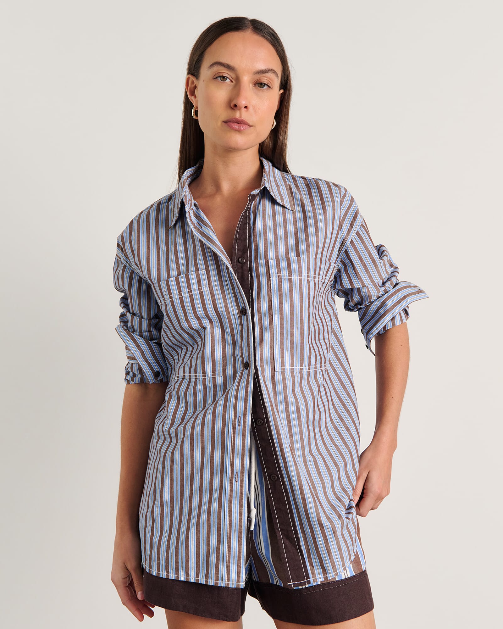 JAG winona stripe shirt bluebrown