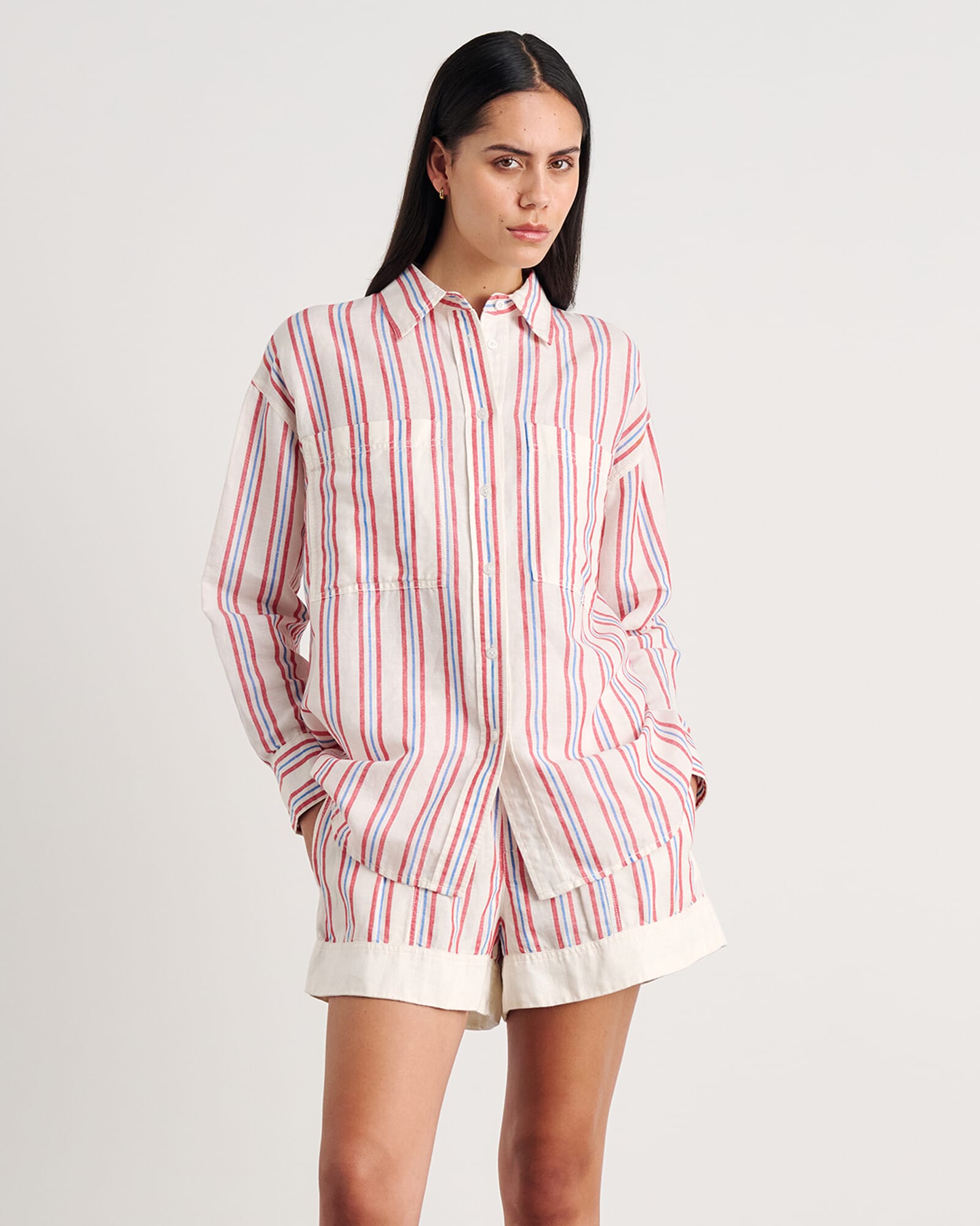 JAG winona stripe shirt ivorymulti