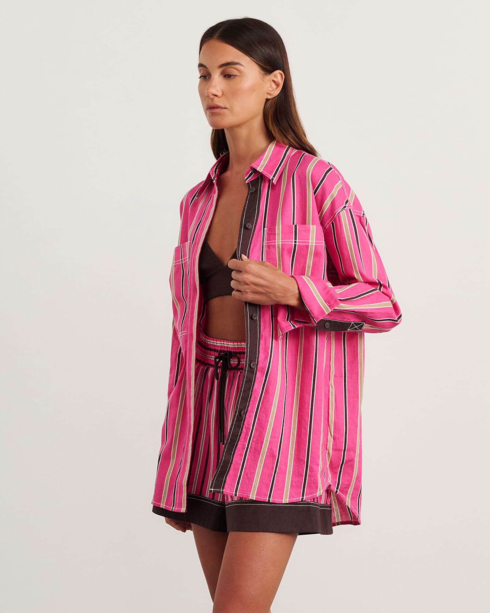 JAG winona stripe shirt pinkmulti
