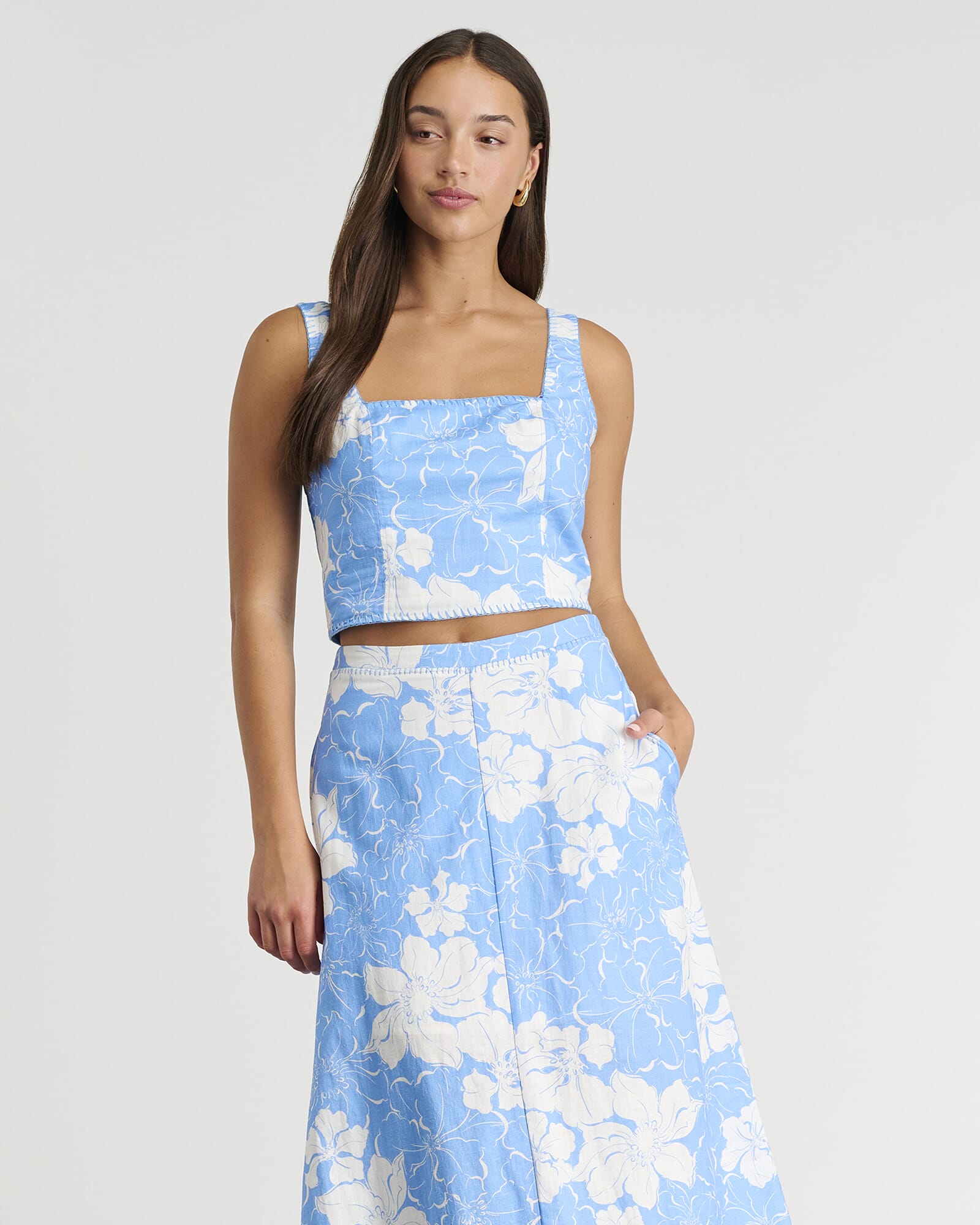 JAG fiore linen top skyblue