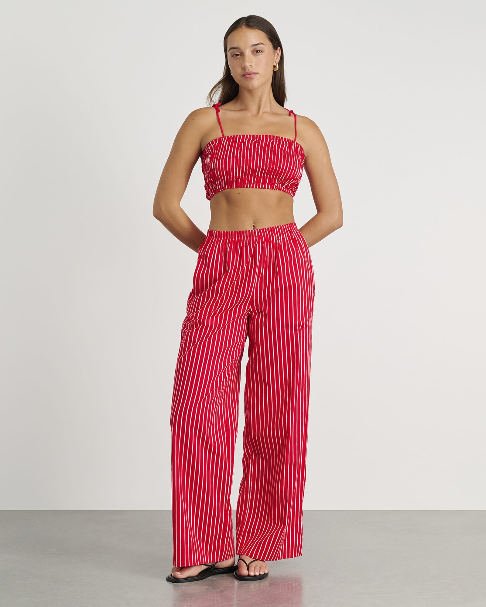 JAG cotton stripe bodice redwhite