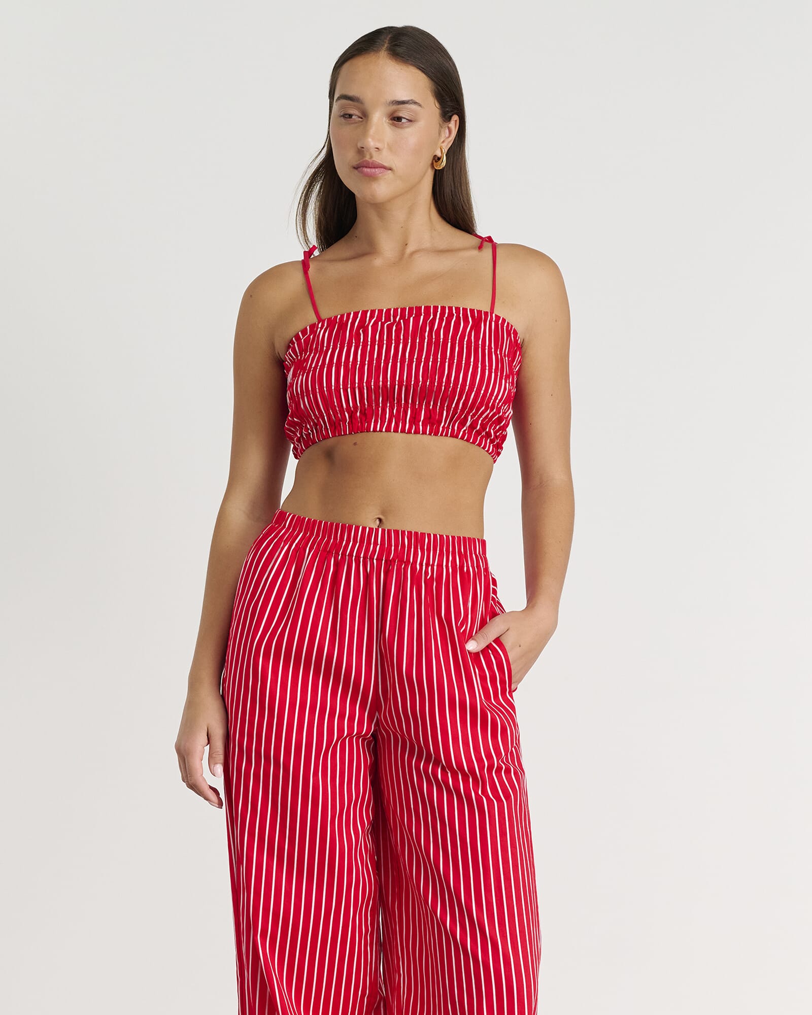 JAG cotton stripe bodice redwhite