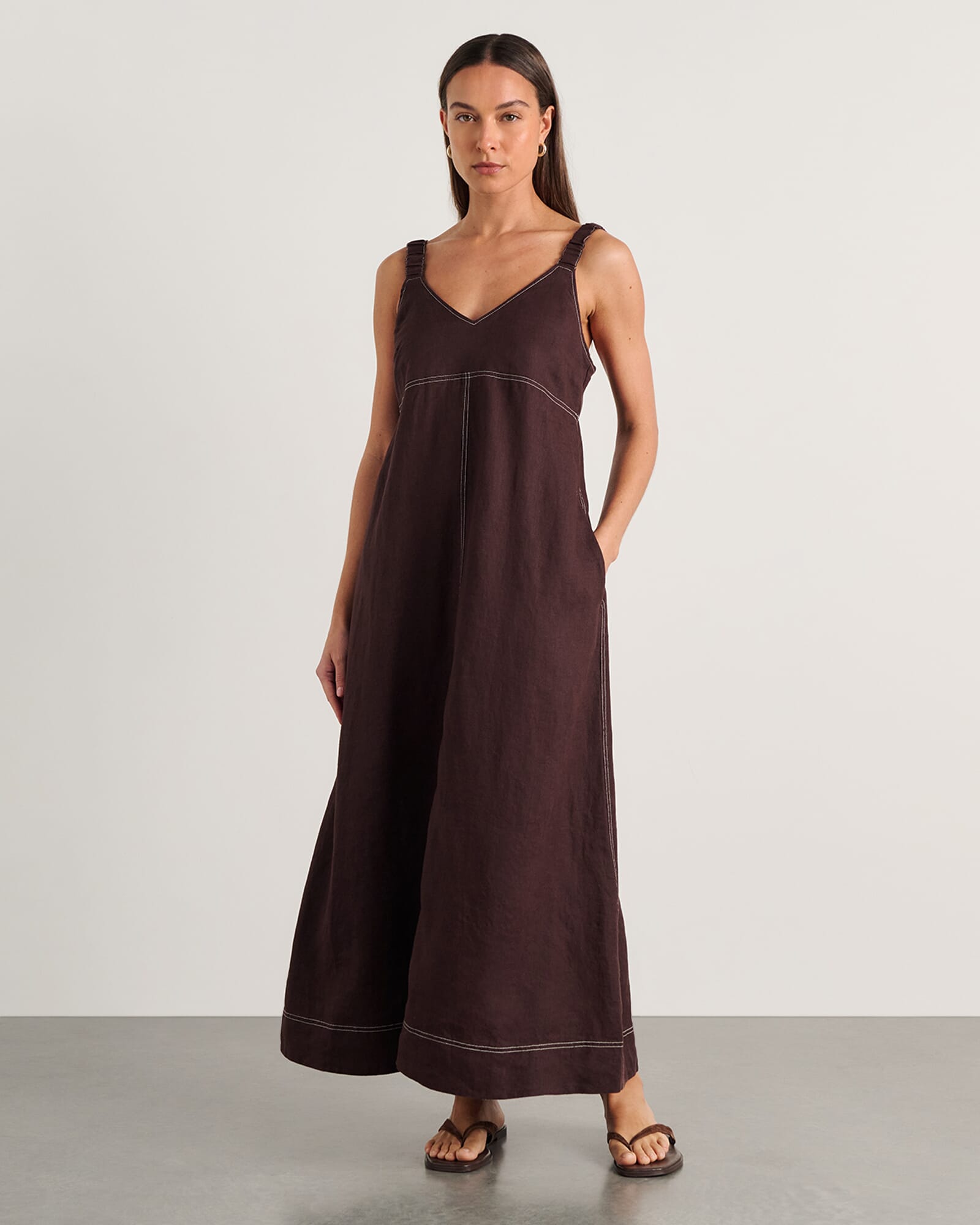 Sara Linen Midi Dress