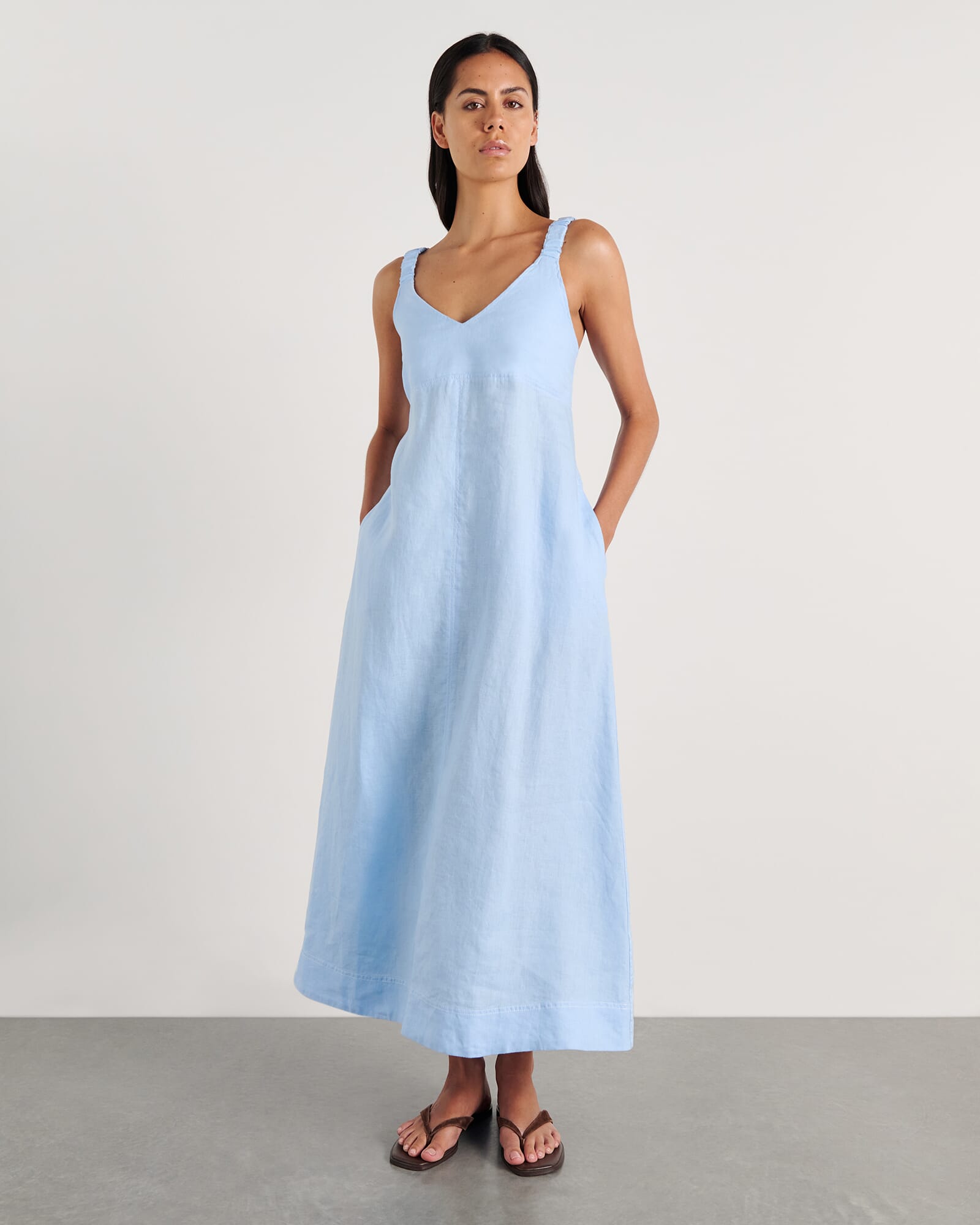 Sara Linen Midi Dress