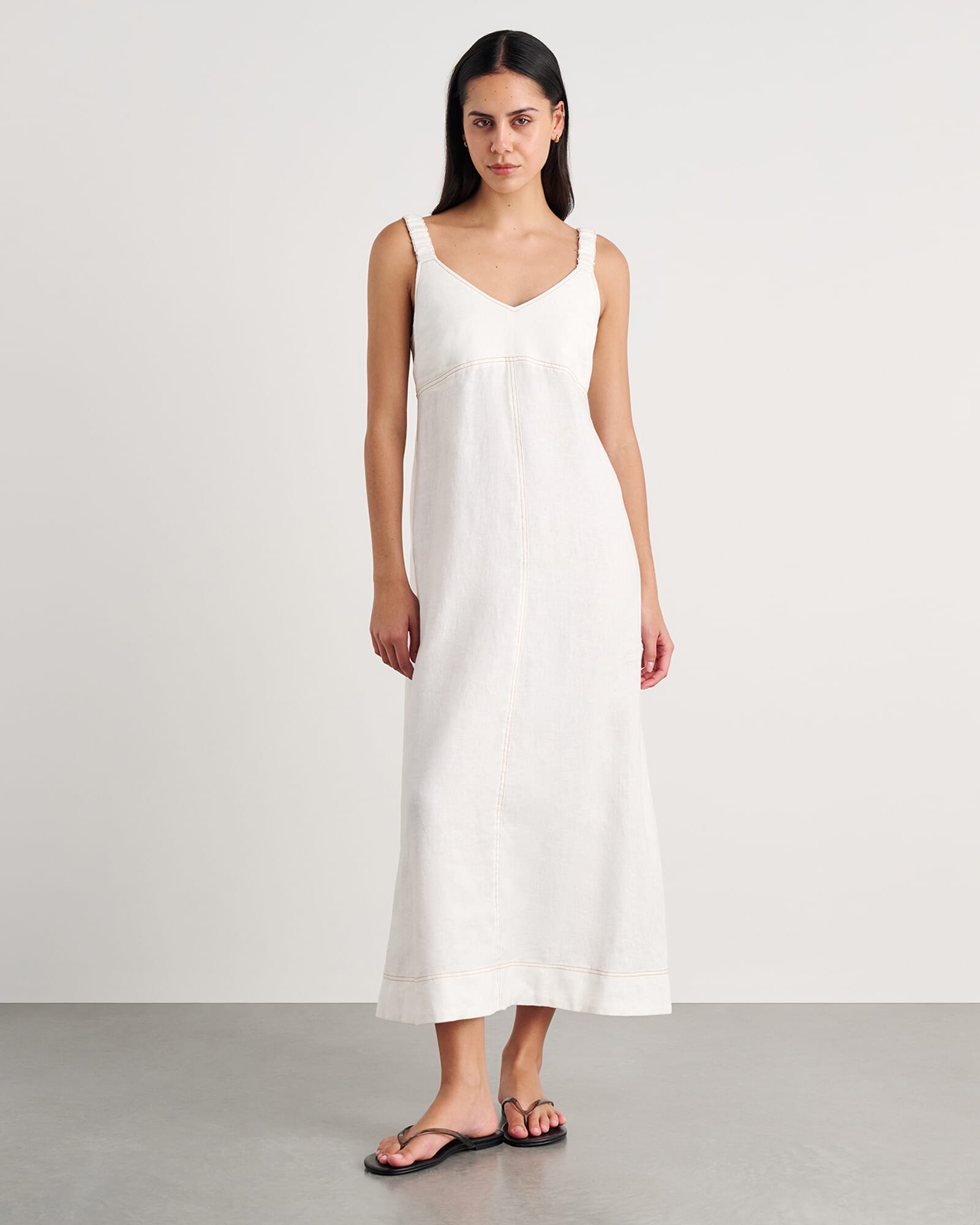 JAG sara linen midi dress white