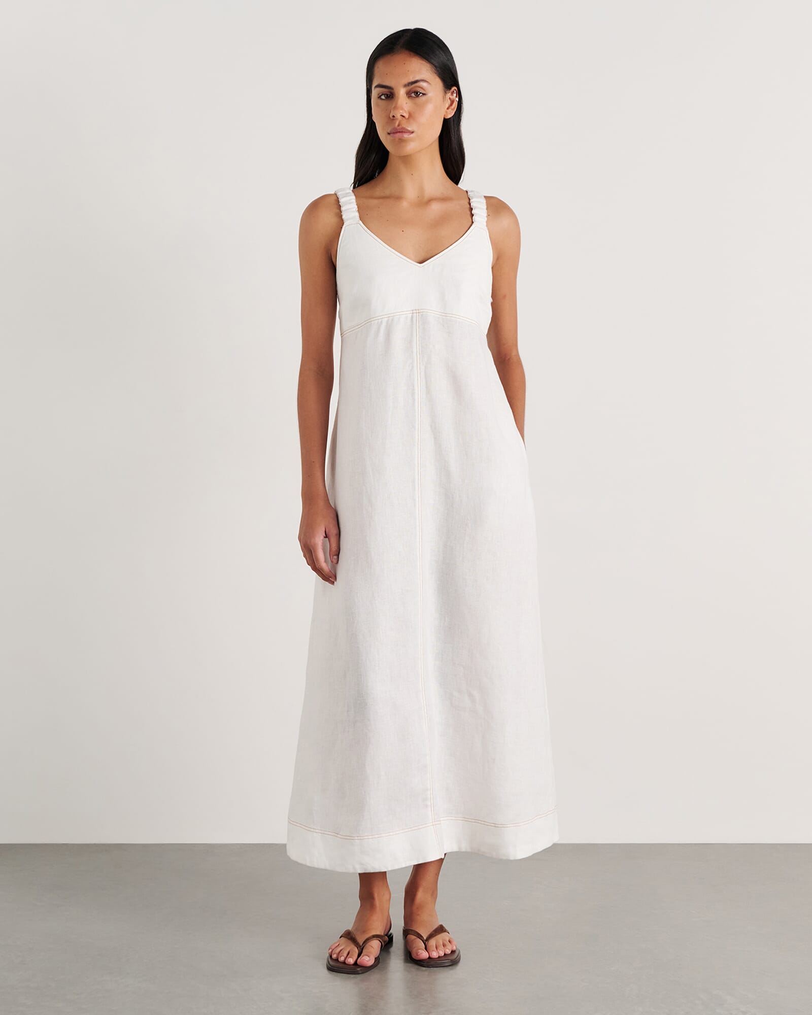 Sara Linen Midi Dress