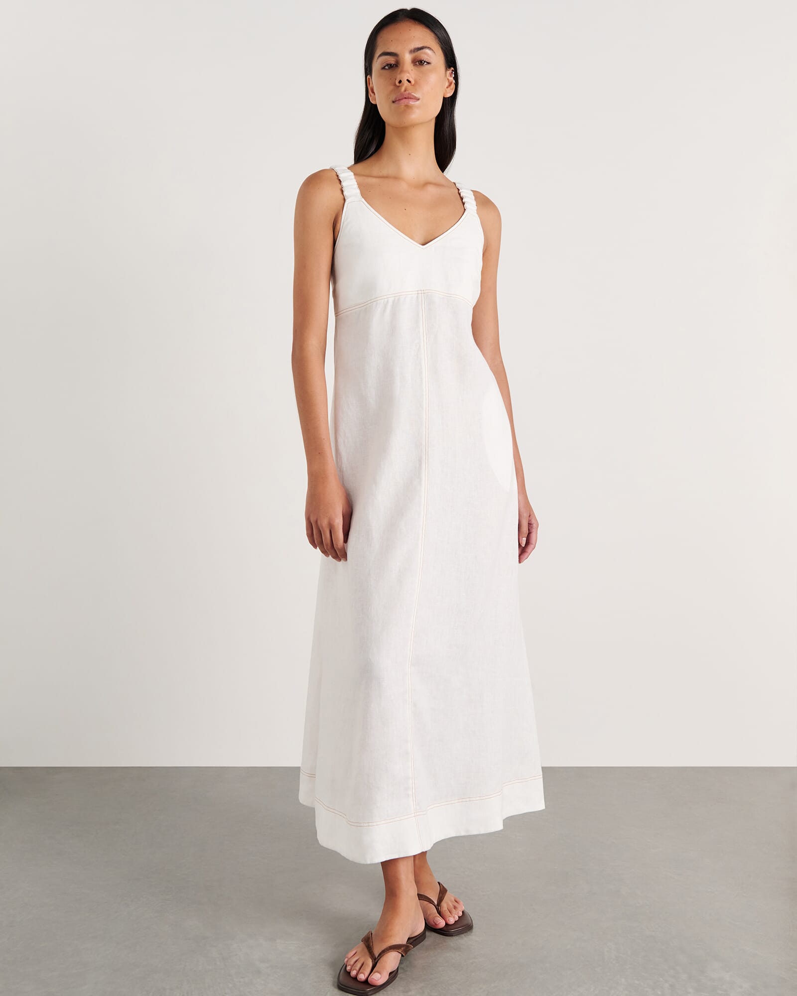 Sara Linen Midi Dress
