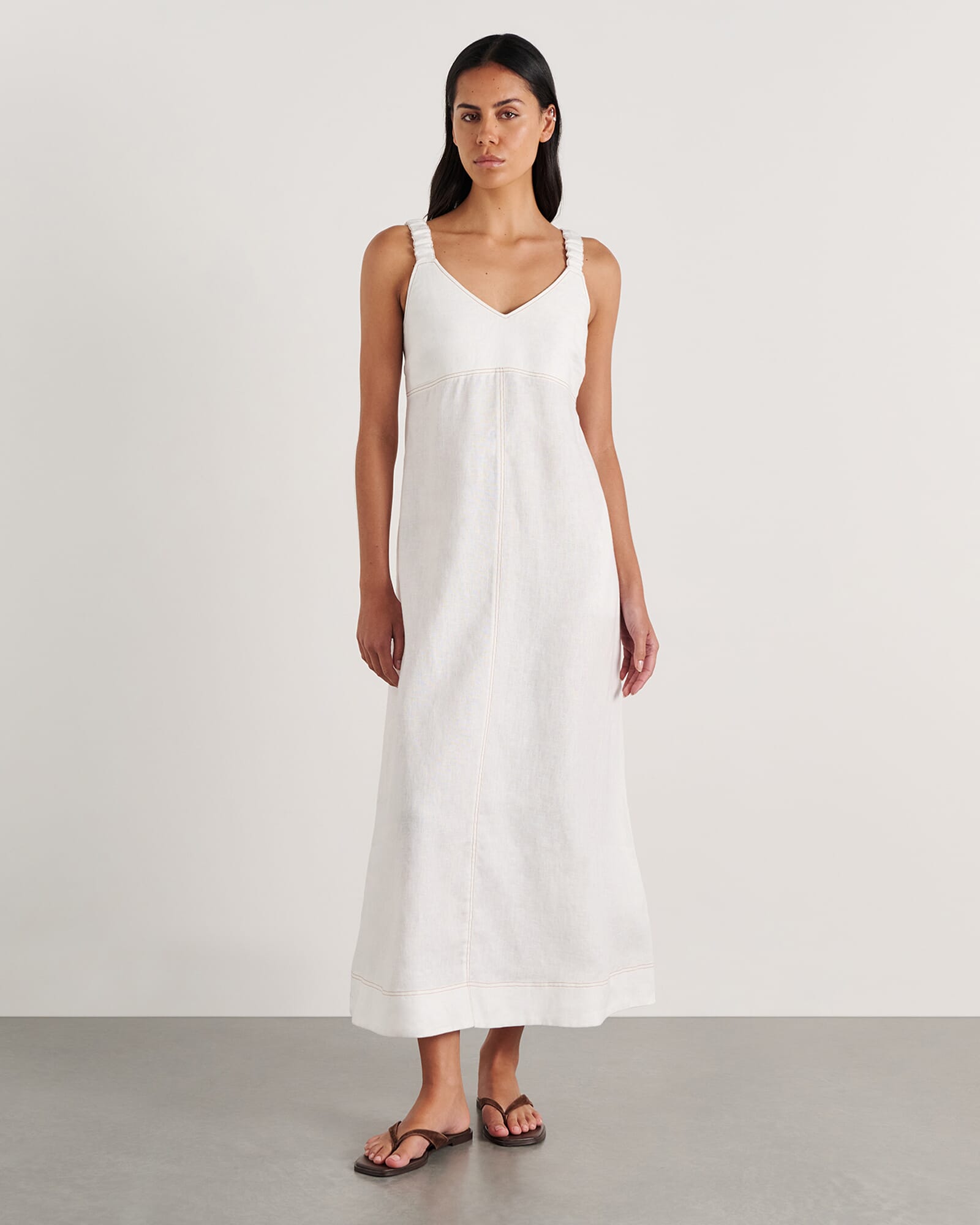 Sara Linen Midi Dress