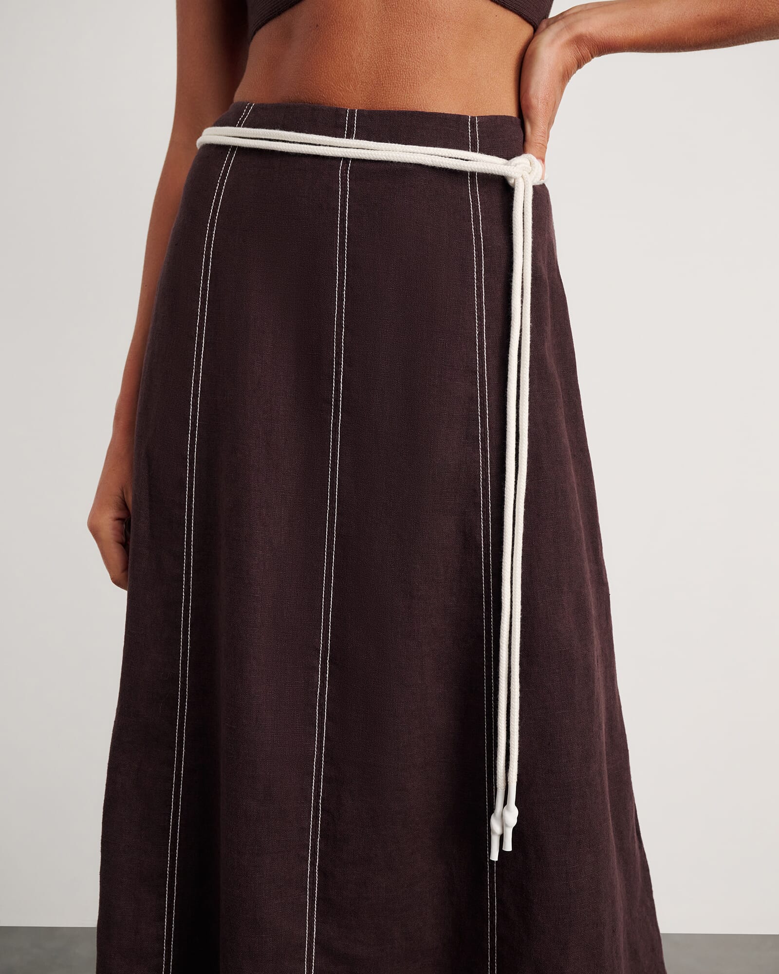 JAG sabine linen maxi skirt darkchocolate