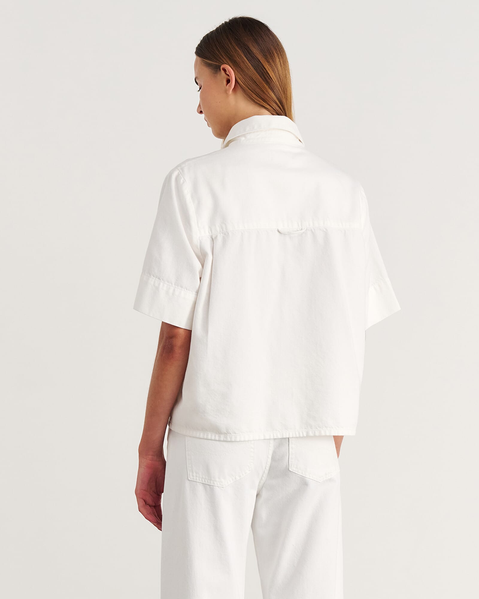 JAG carrie denim short sleeve shirt white