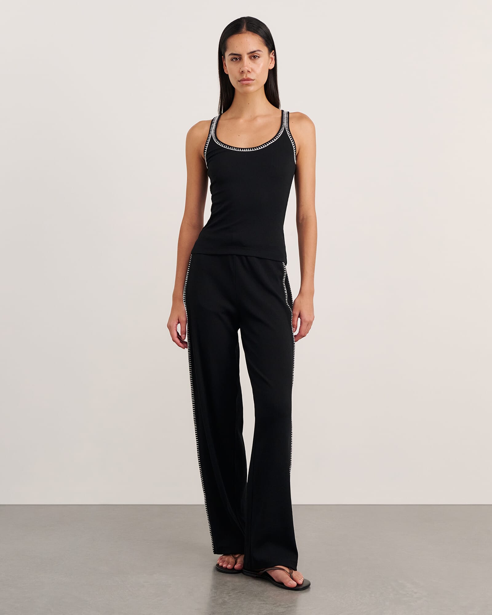 JAG celina blanket stitch tank black