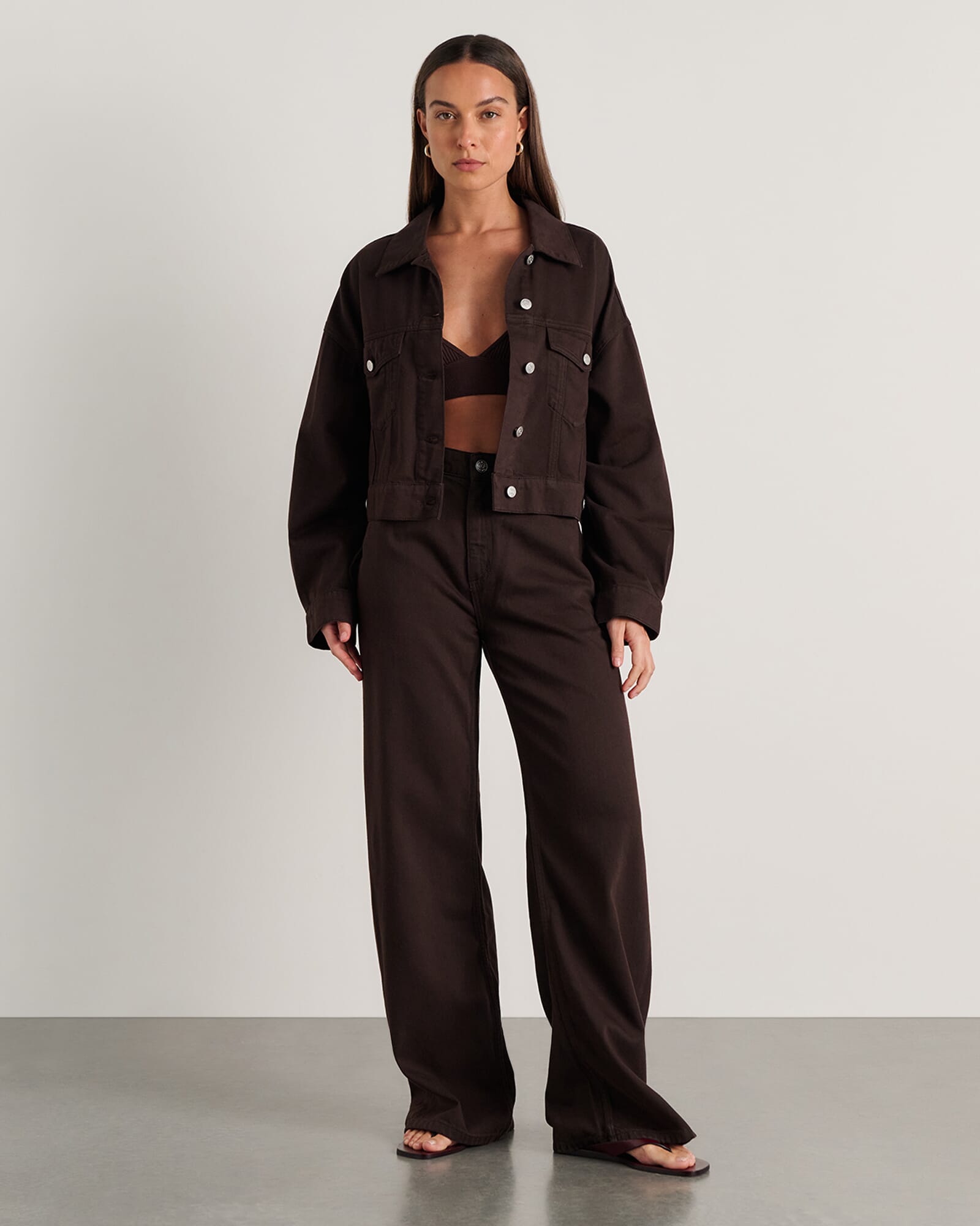 JAG loe boxy jacket darkchocolate
