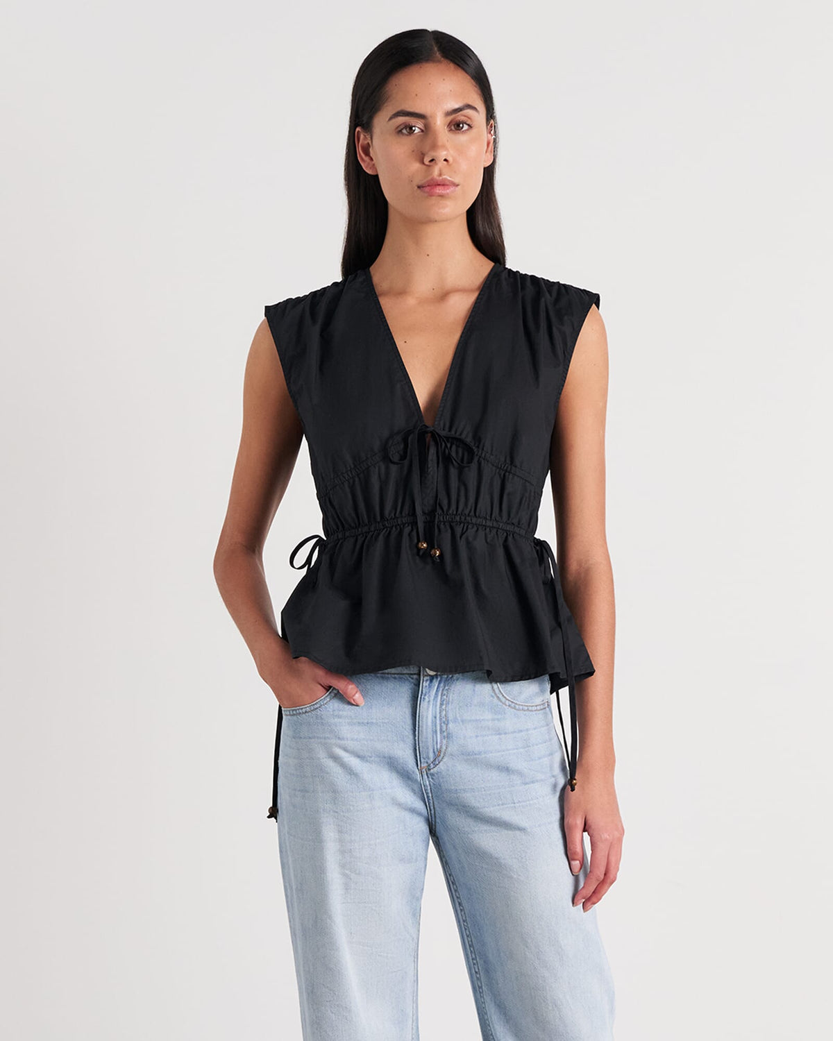 Eden Poplin Tie Top