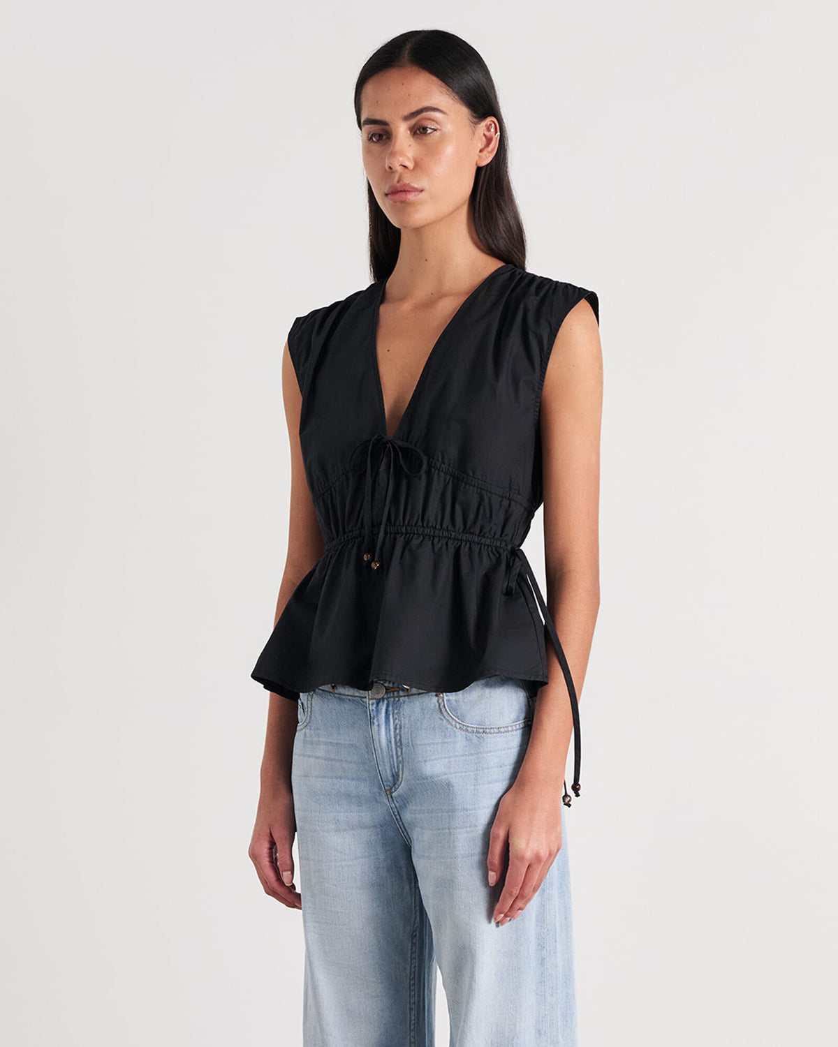 Eden Poplin Tie Top