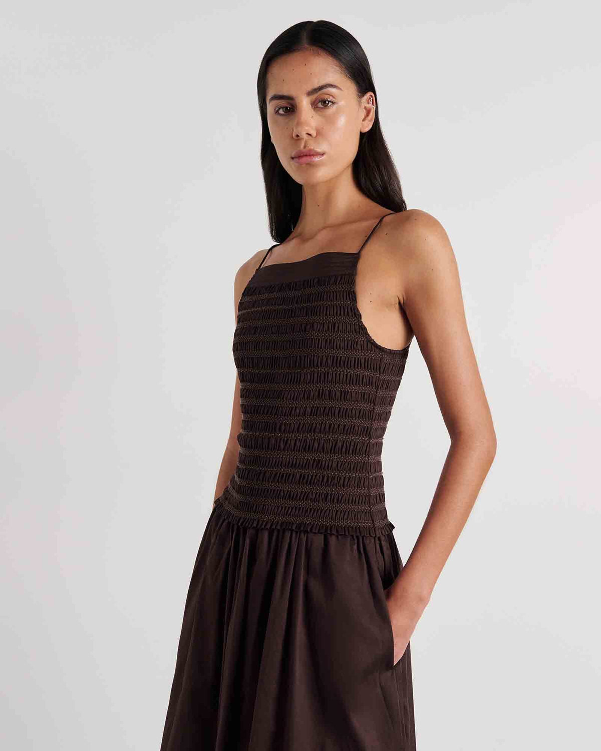 Marie Shirred Maxi Dress