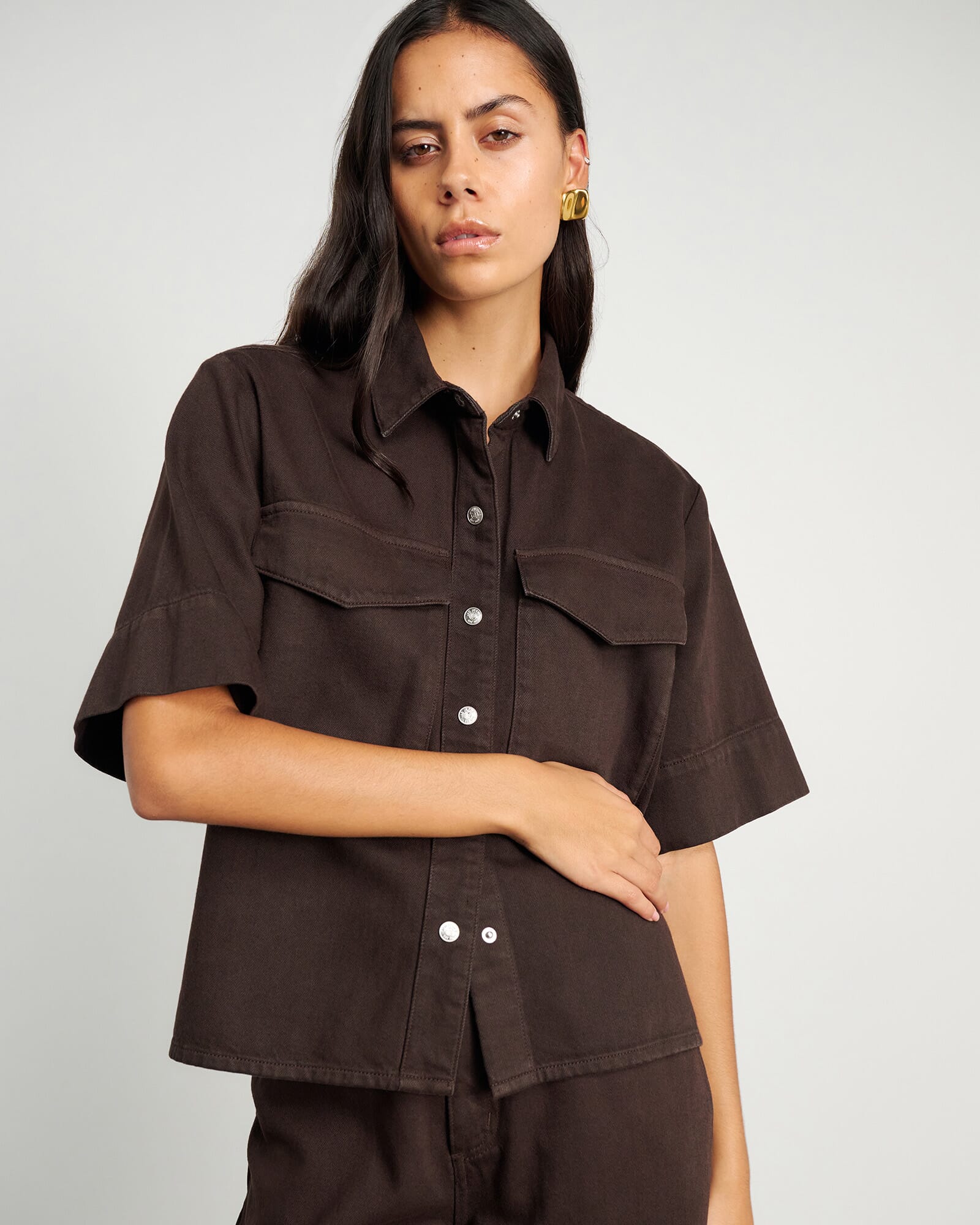 JAG loe denim shirt darkchocolate