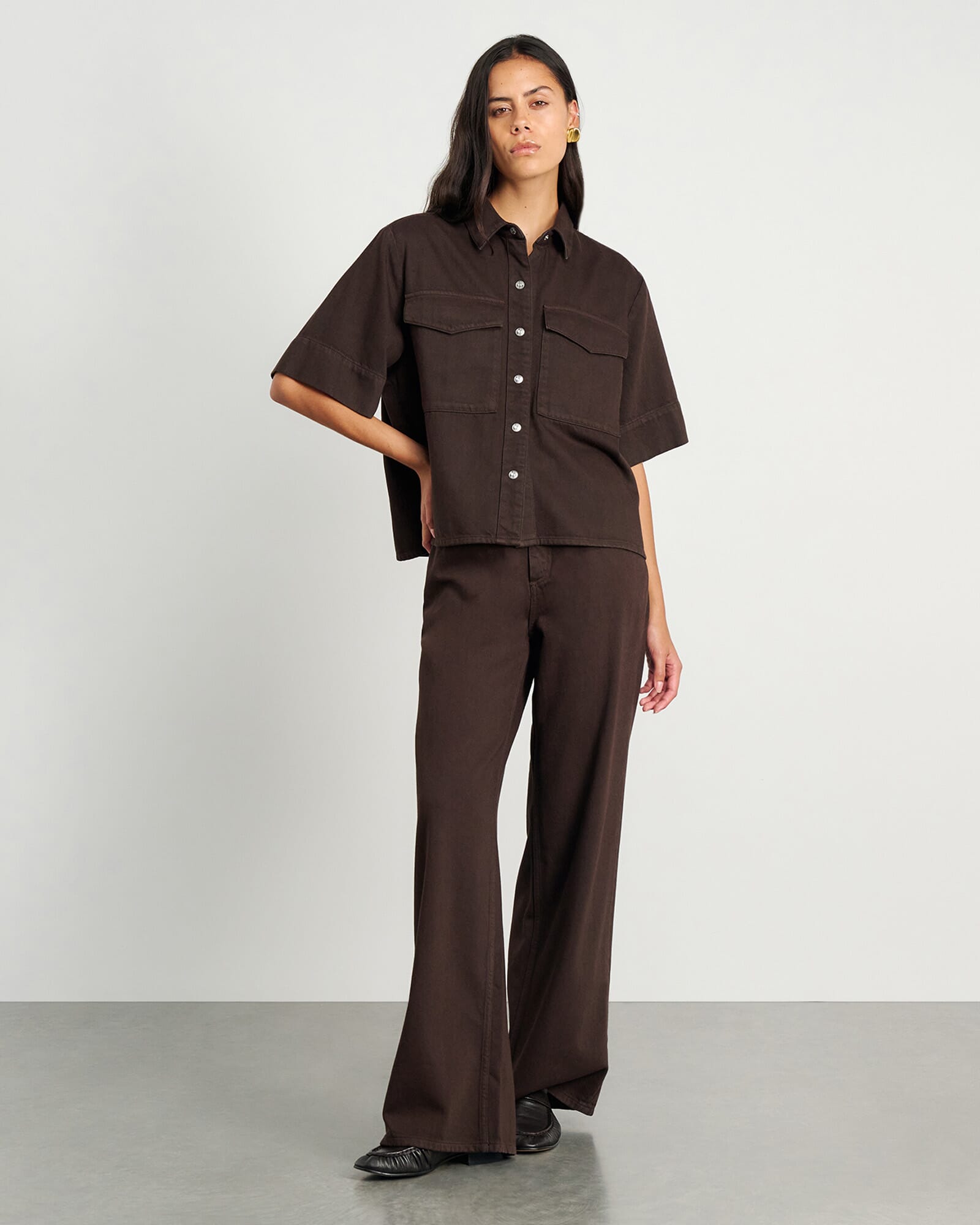 JAG loe denim shirt darkchocolate
