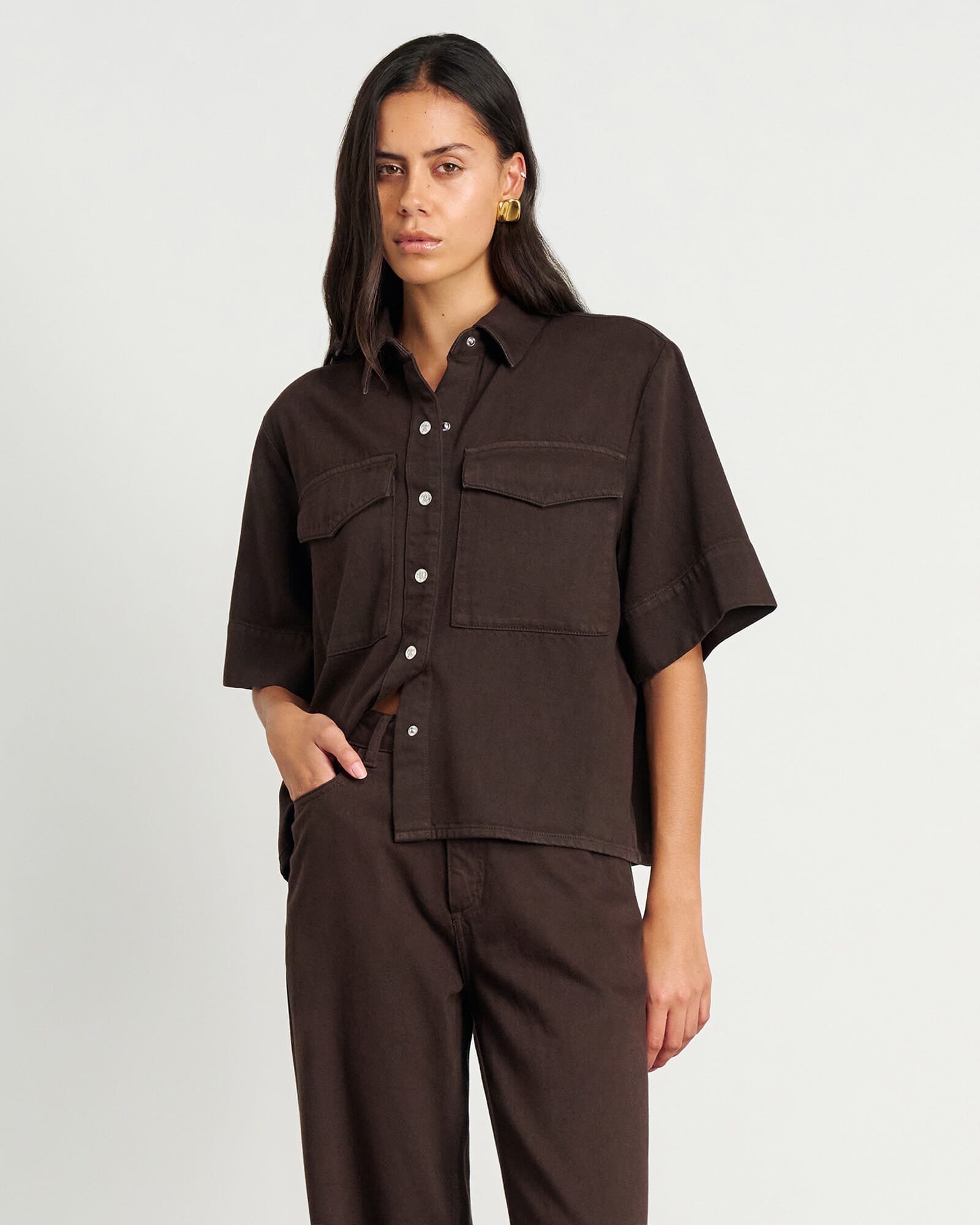 JAG loe denim shirt darkchocolate