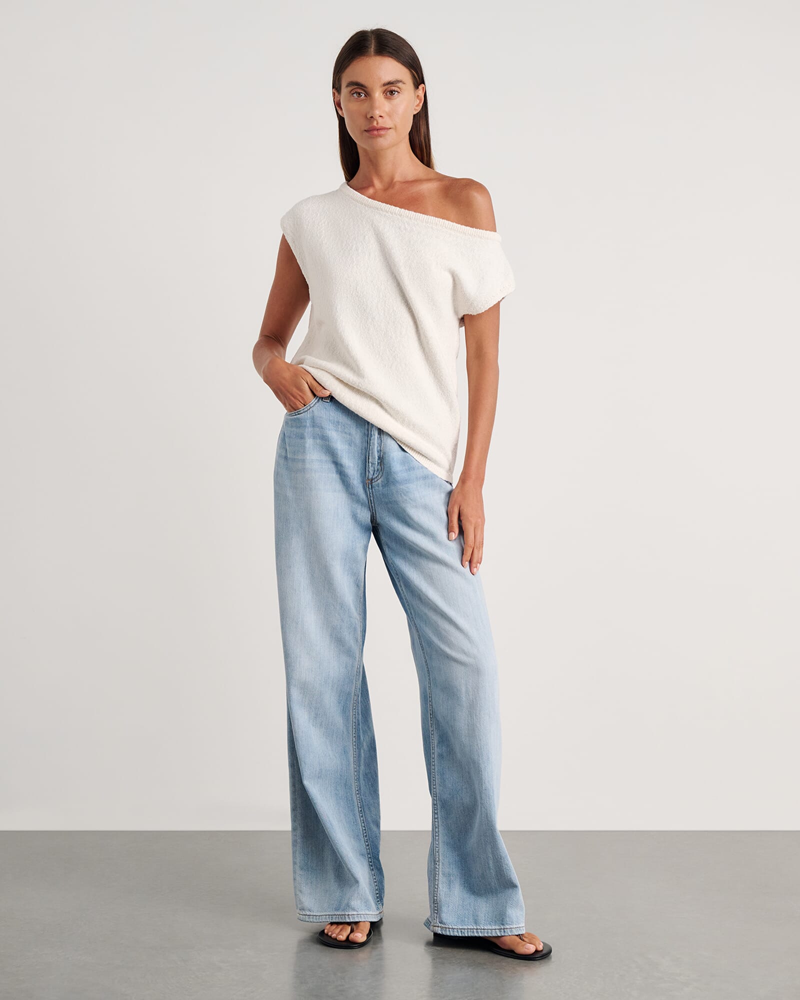JAG arden off shoulder knit milk