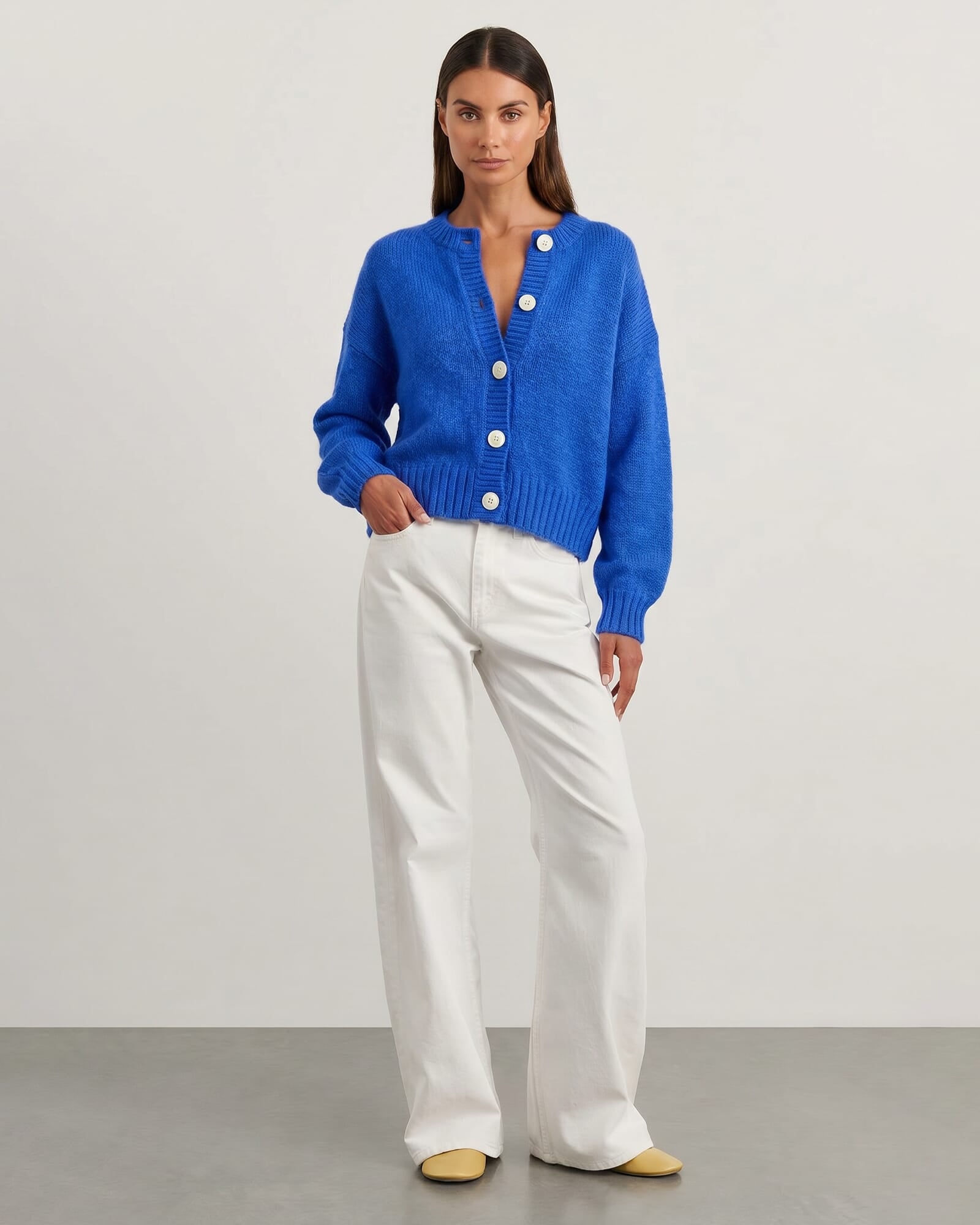 JAG lily fluffy knit cardigan cobalt