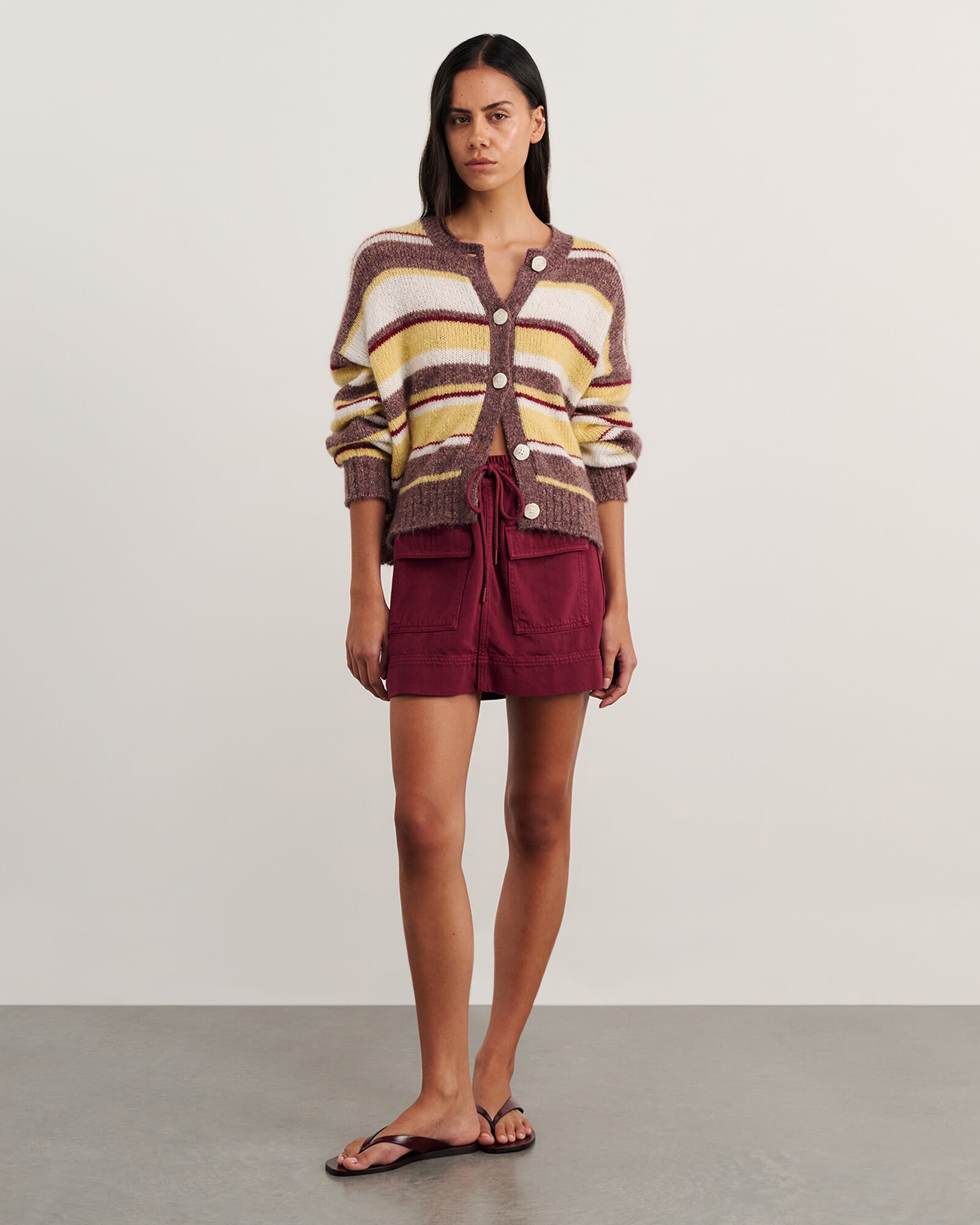 JAG lily fluffy knit cardigan yellowmulti