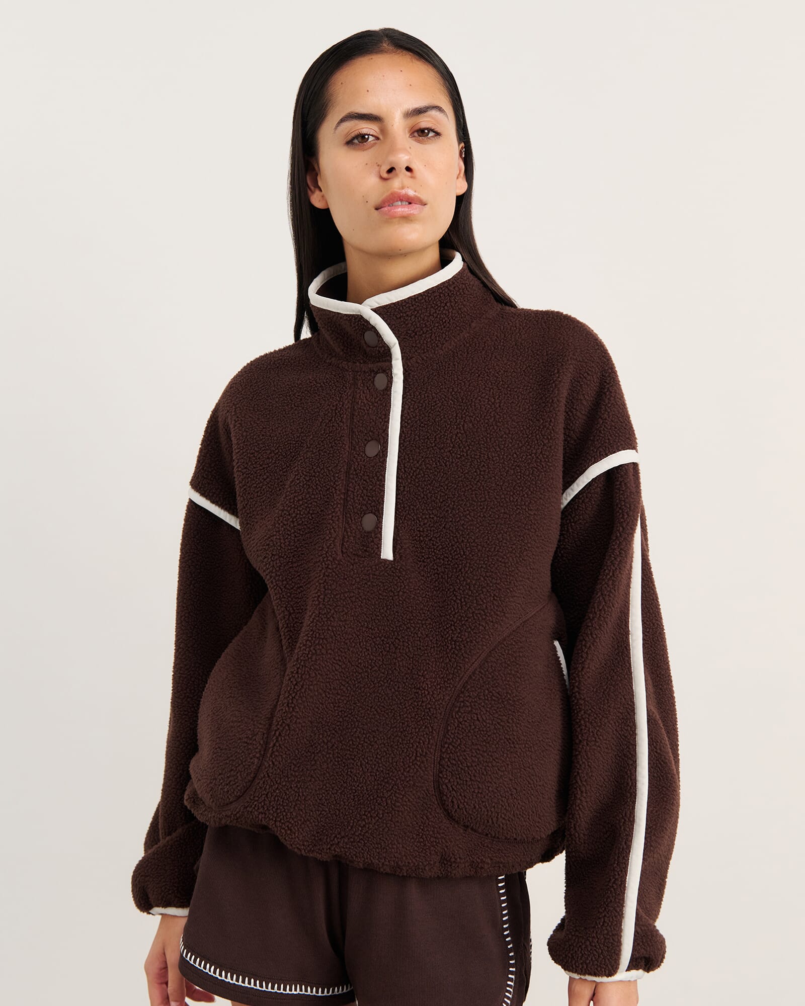 JAG polar fleece sweater darkchocolate