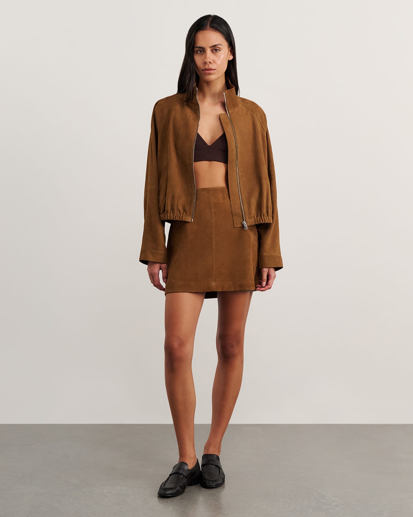 JAG ophelia suede bomber biscuit