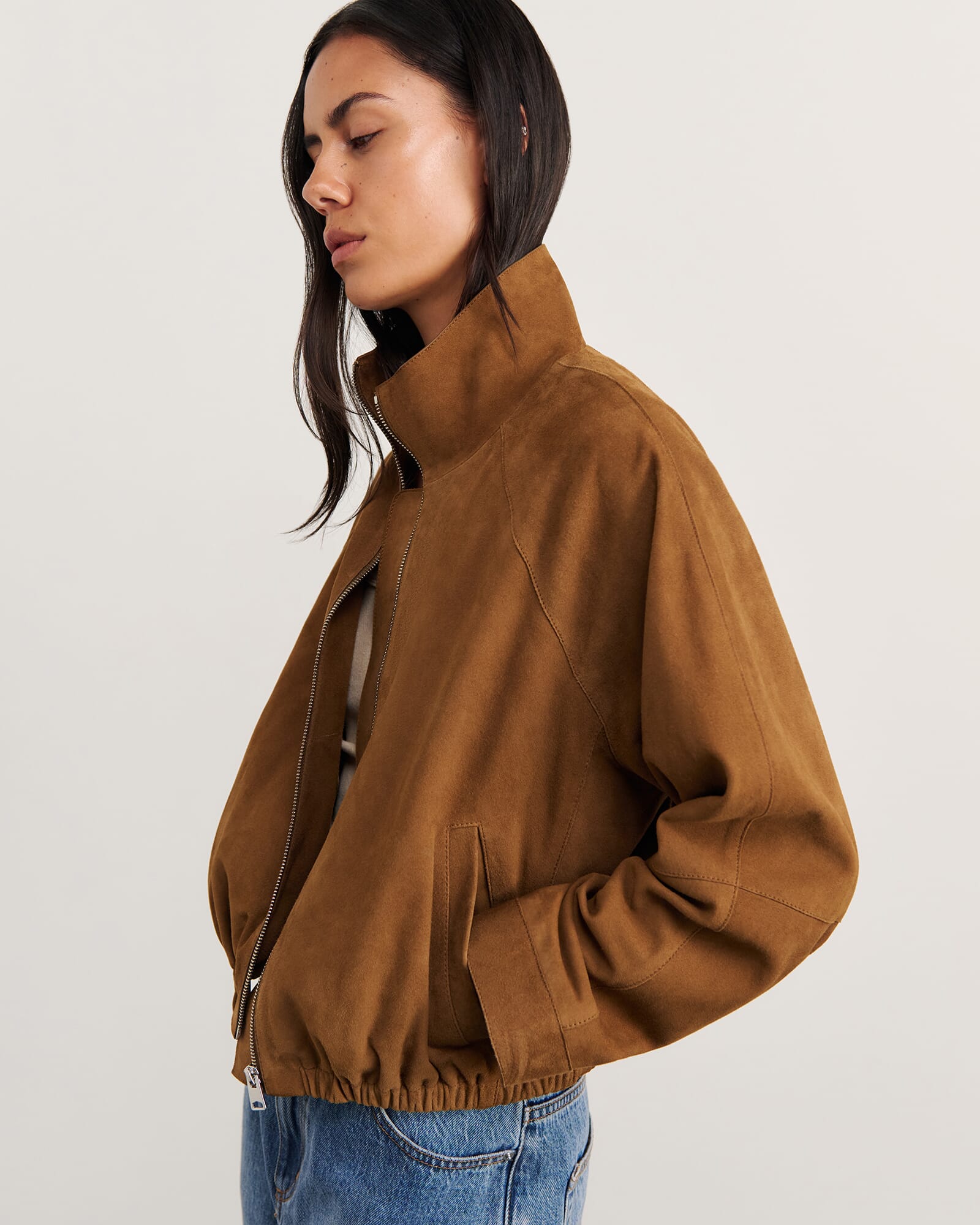 JAG ophelia suede bomber biscuit