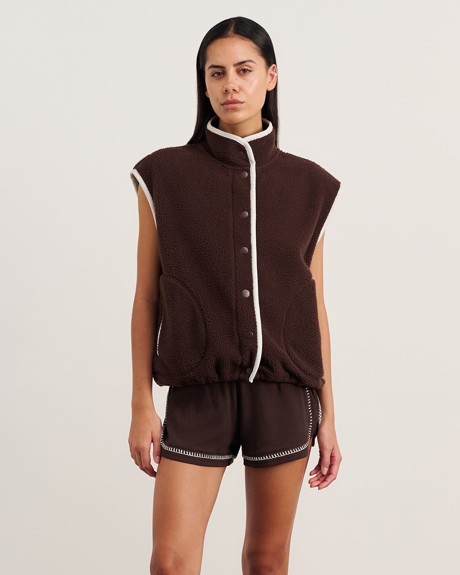 JAG polar fleece vest darkchocolate