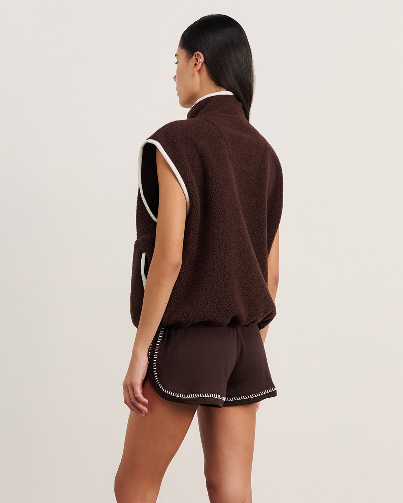 JAG polar fleece vest darkchocolate
