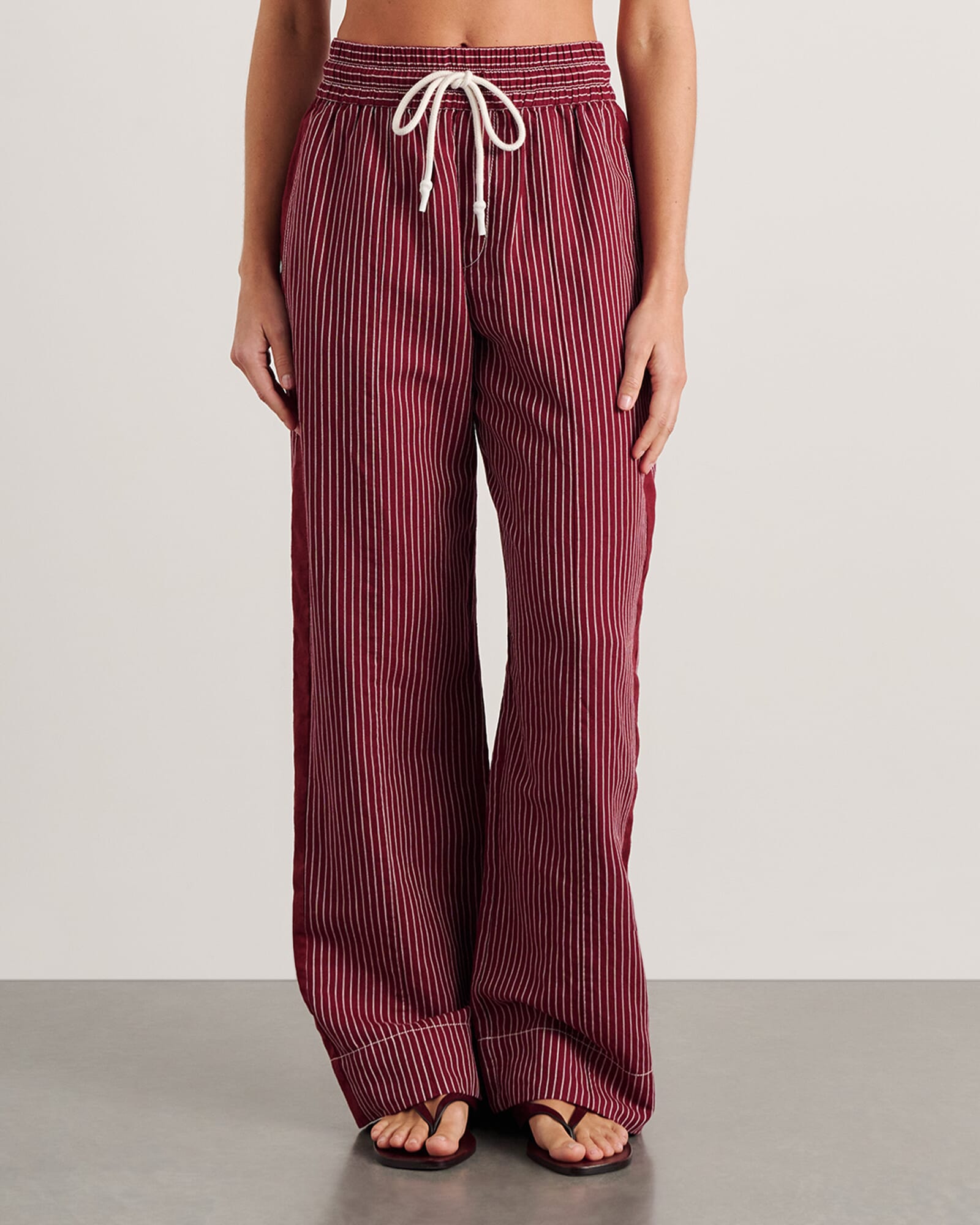 JAG gigi stripe pant ivoryburgundy