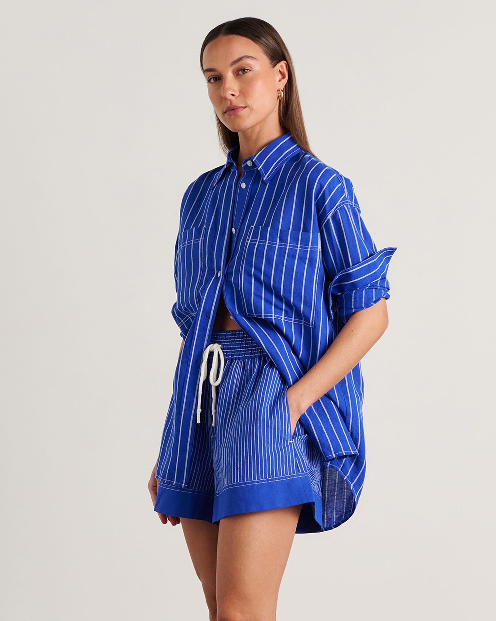 JAG winona stripe shirt cobaltwhite