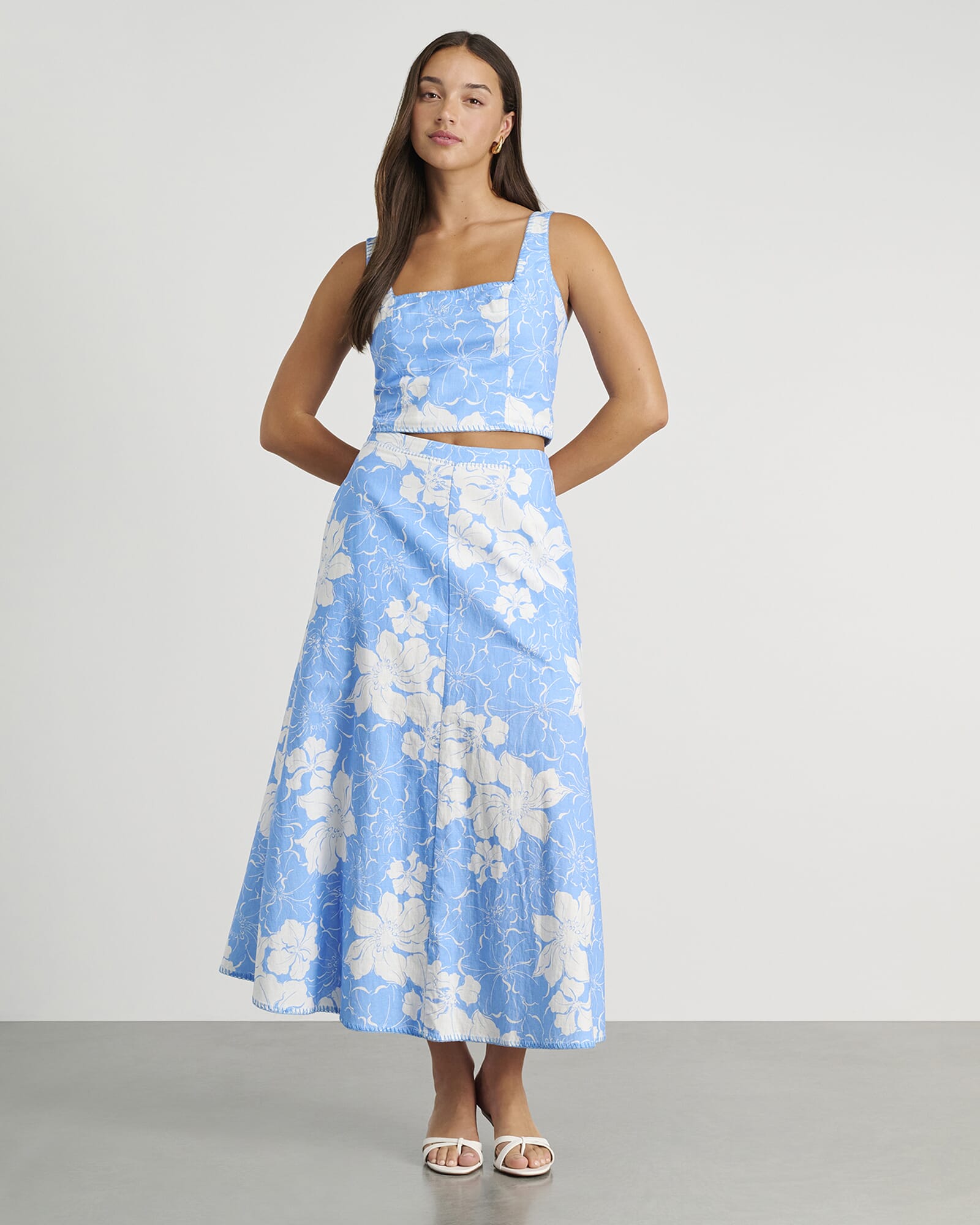 JAG fiore linen top skyblue