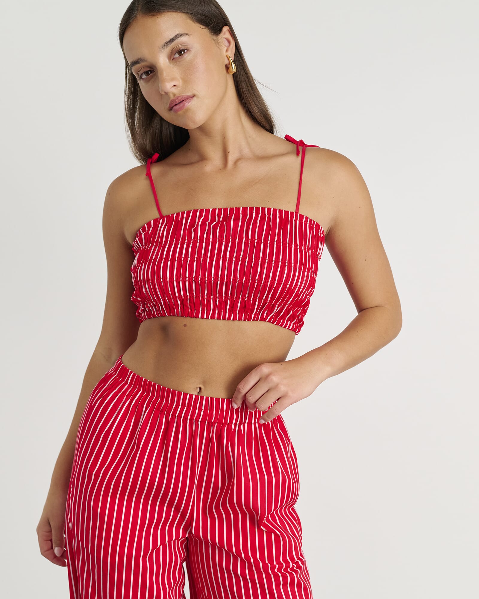 JAG cotton stripe bodice redwhite