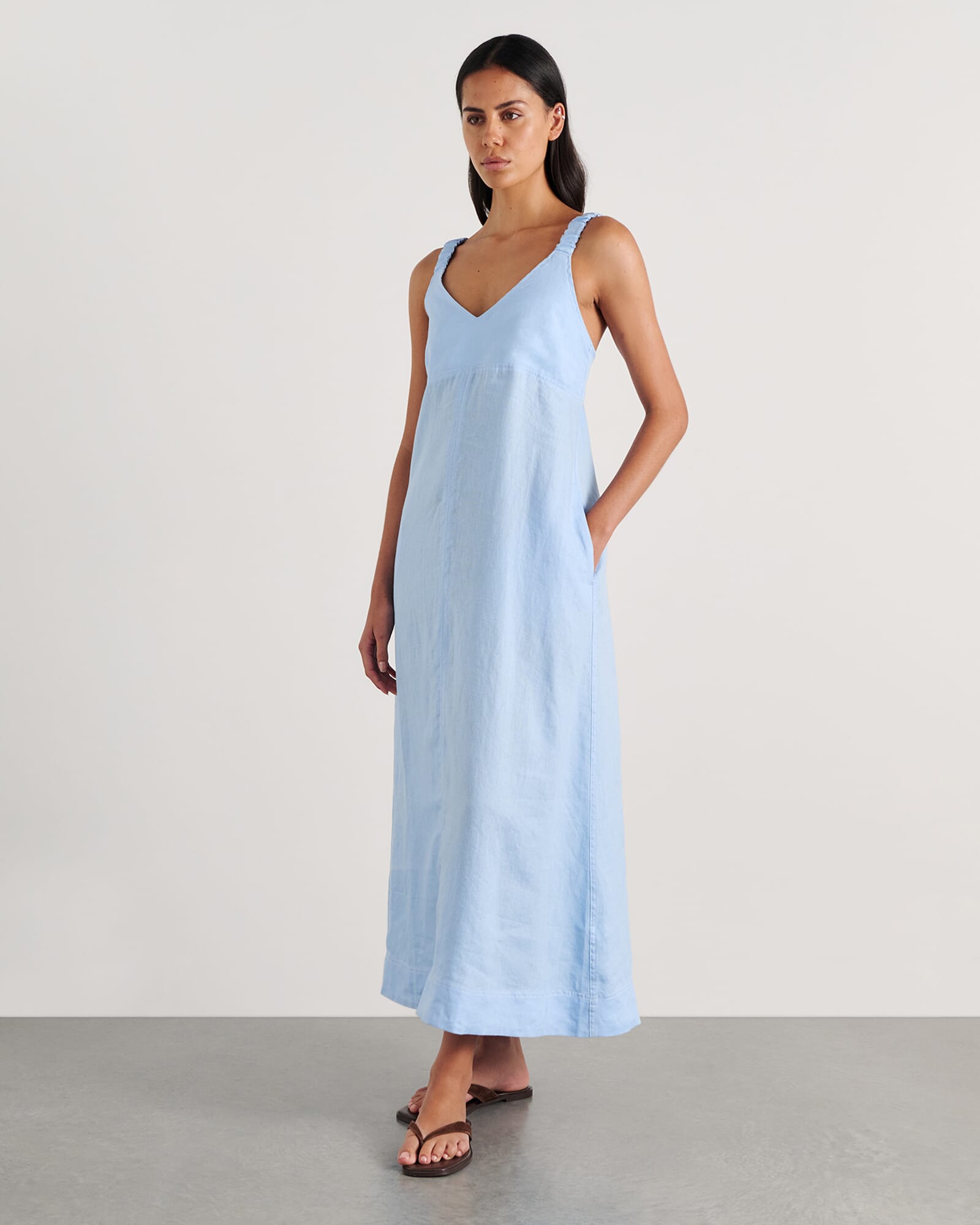 Sara Linen Midi Dress