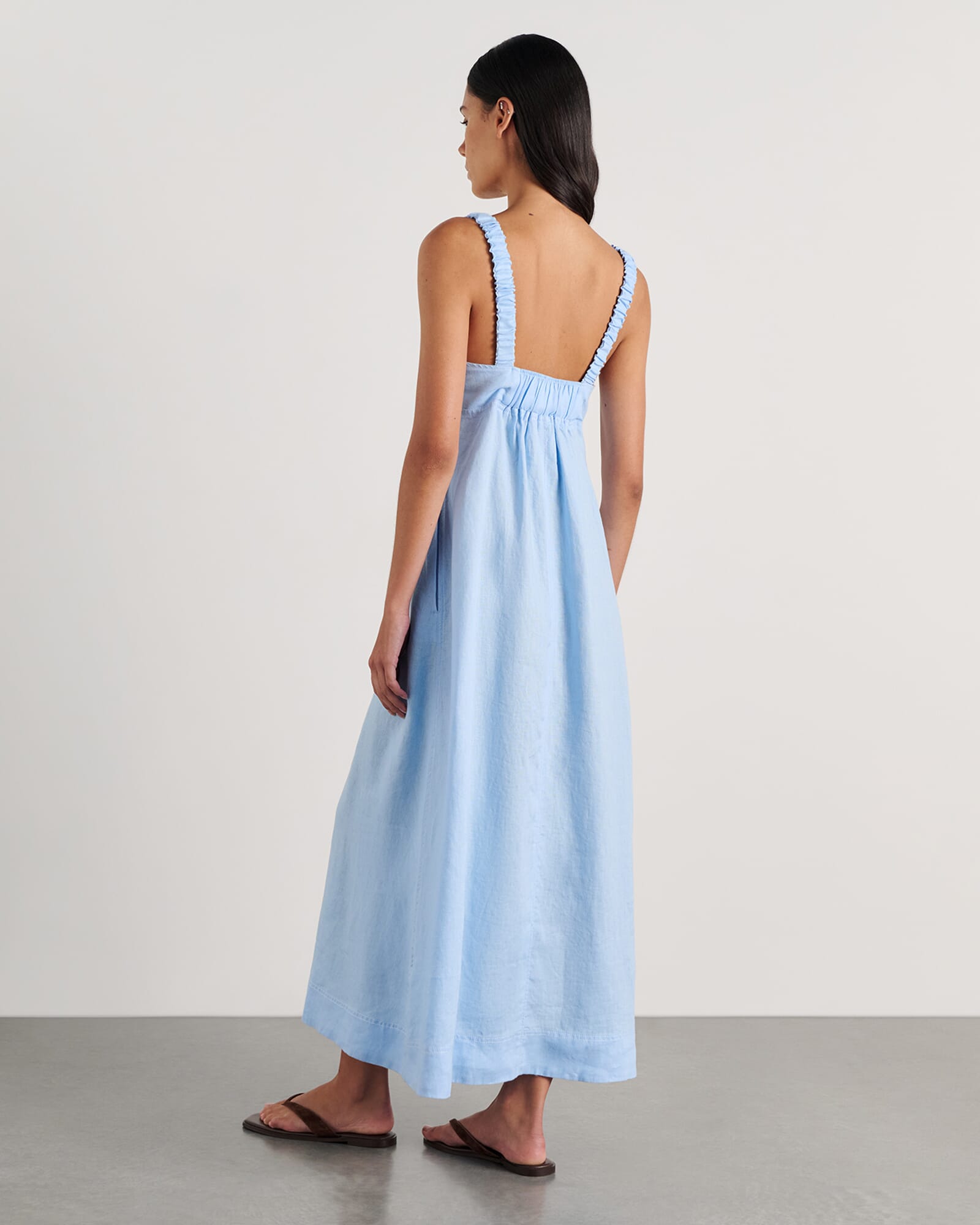 Sara Linen Midi Dress