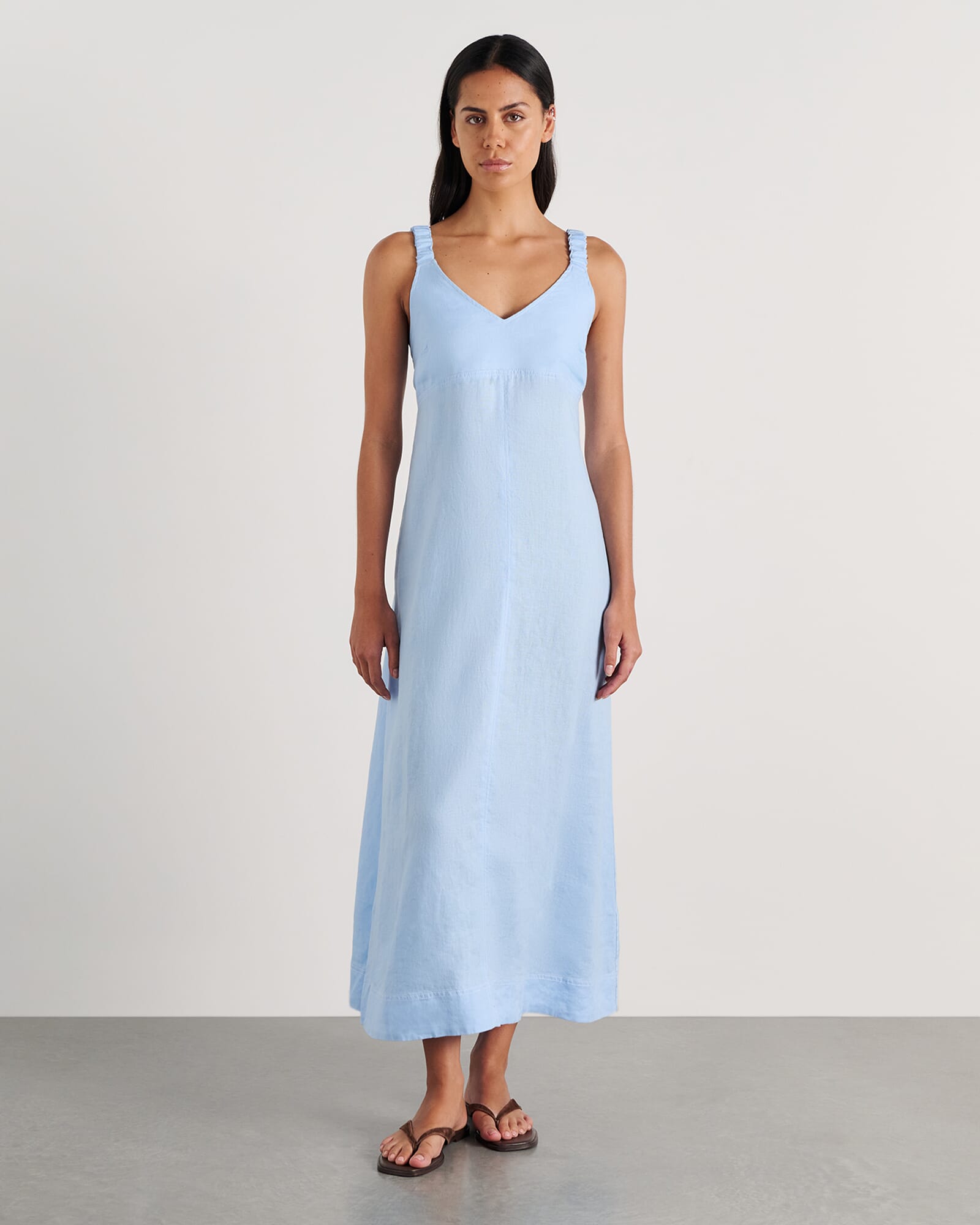 Sara Linen Midi Dress