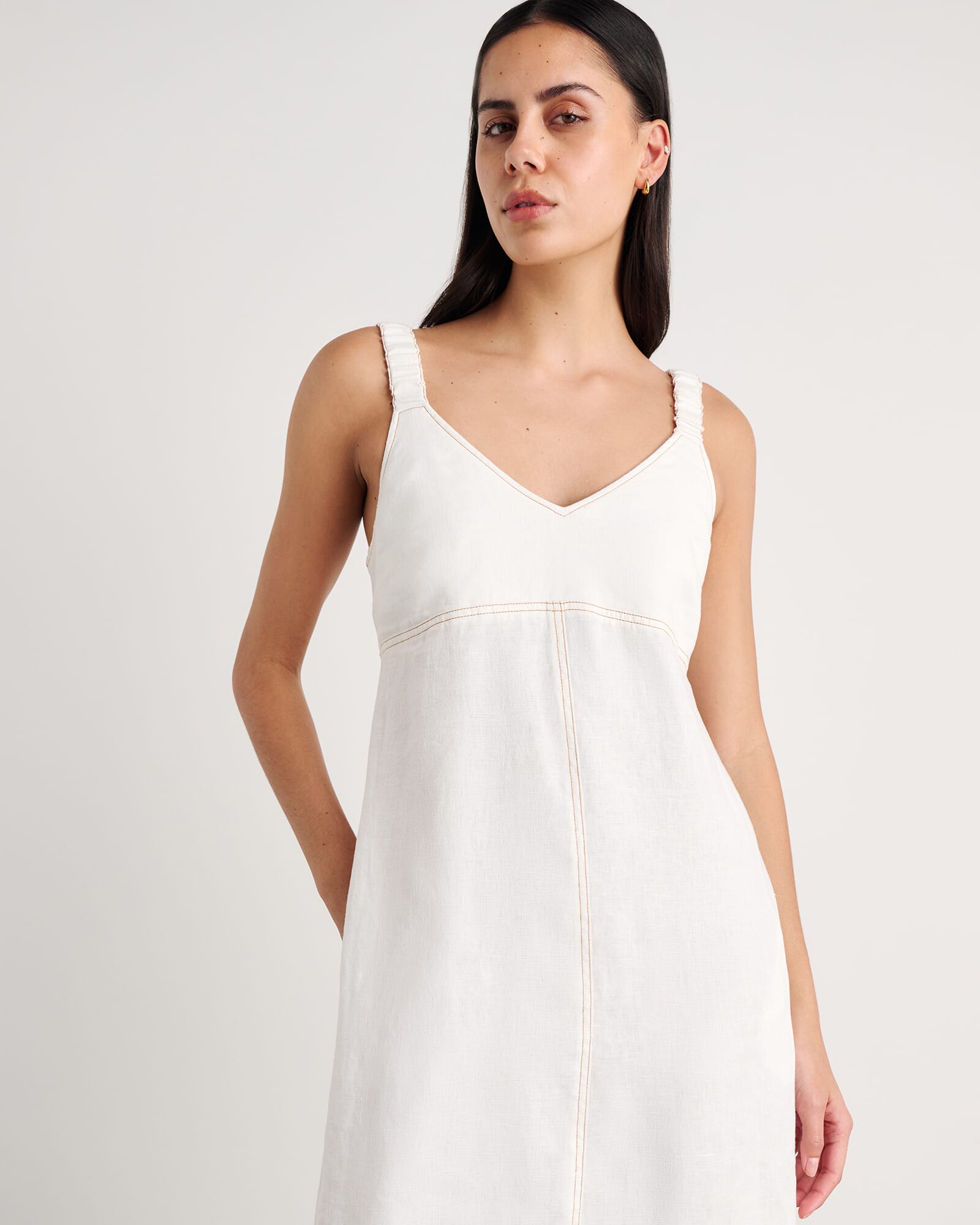 JAG sara linen midi dress white