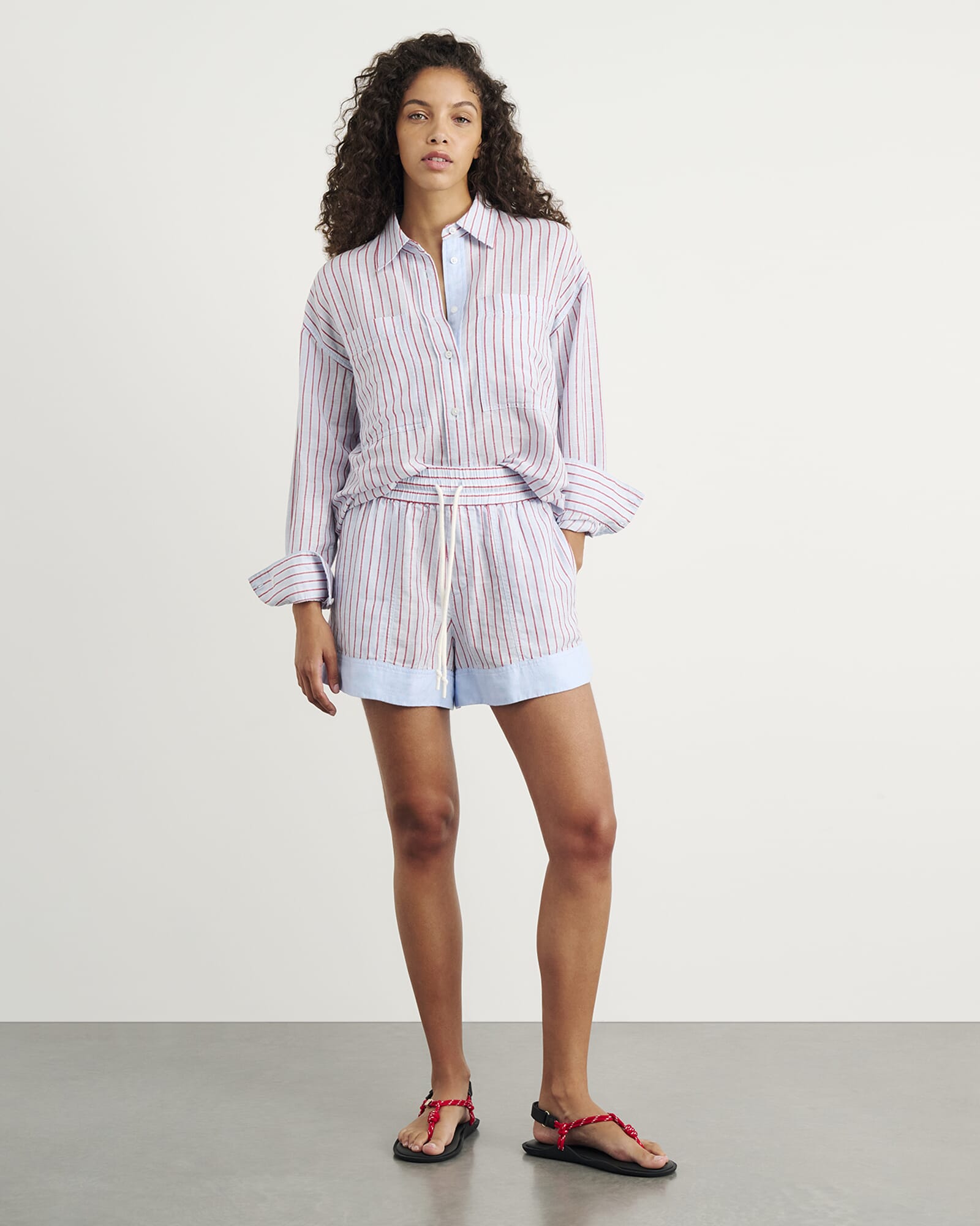 JAG gigi stripe pull on short bluered