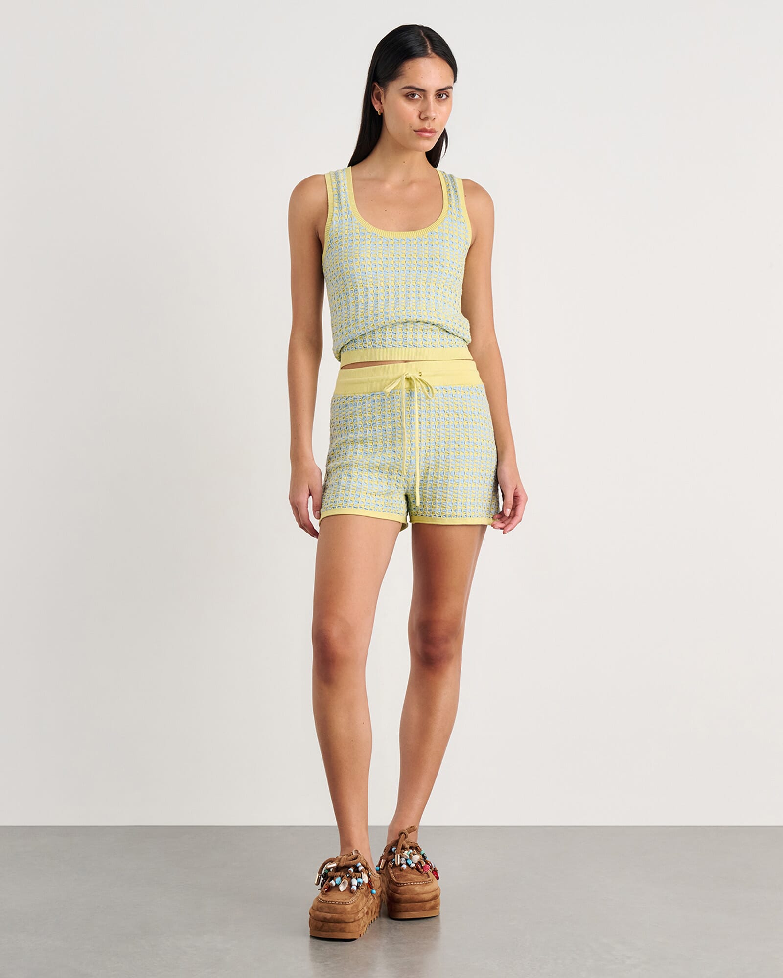 JAG kelly contrast knit short blueyellow