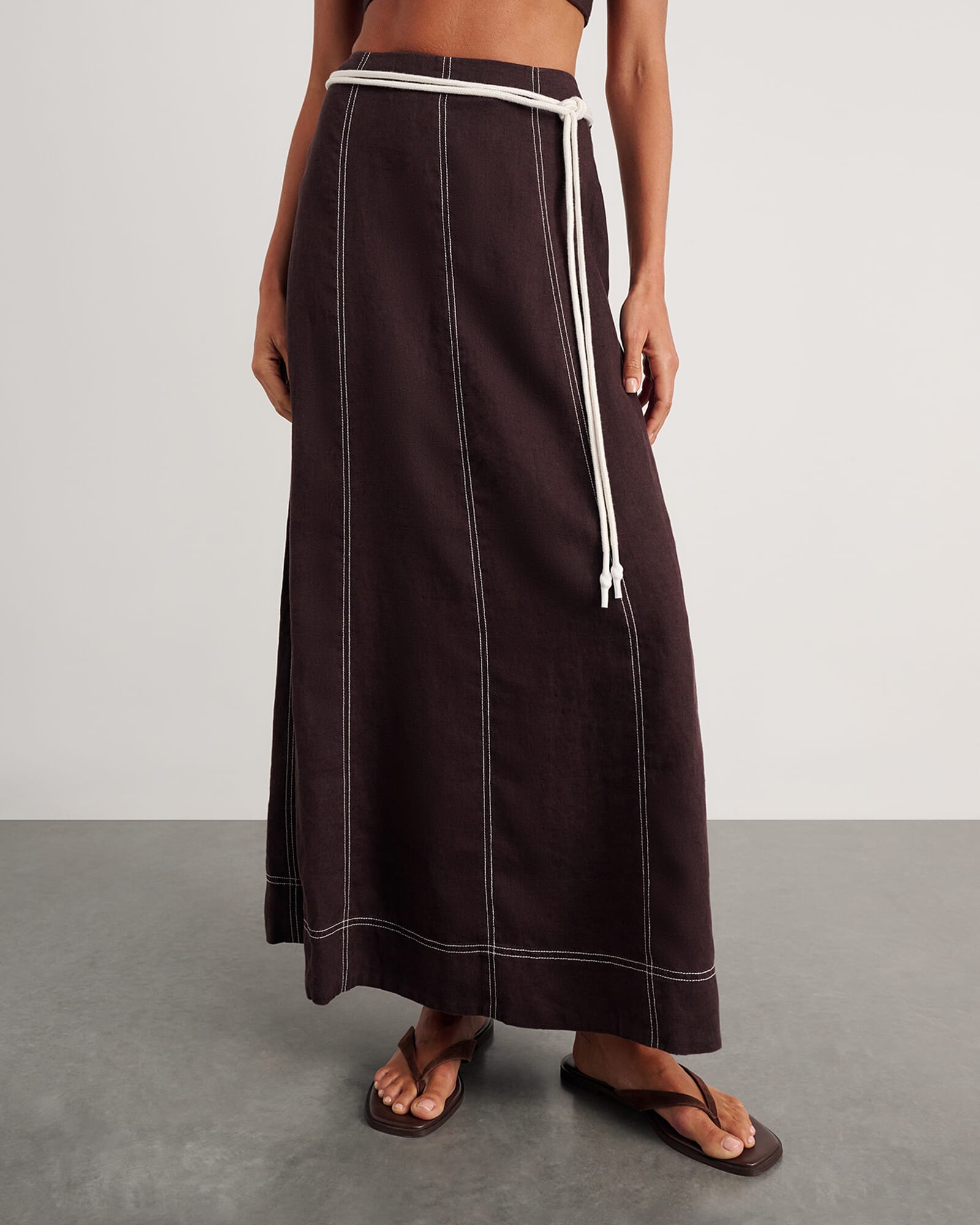 JAG sabine linen maxi skirt darkchocolate