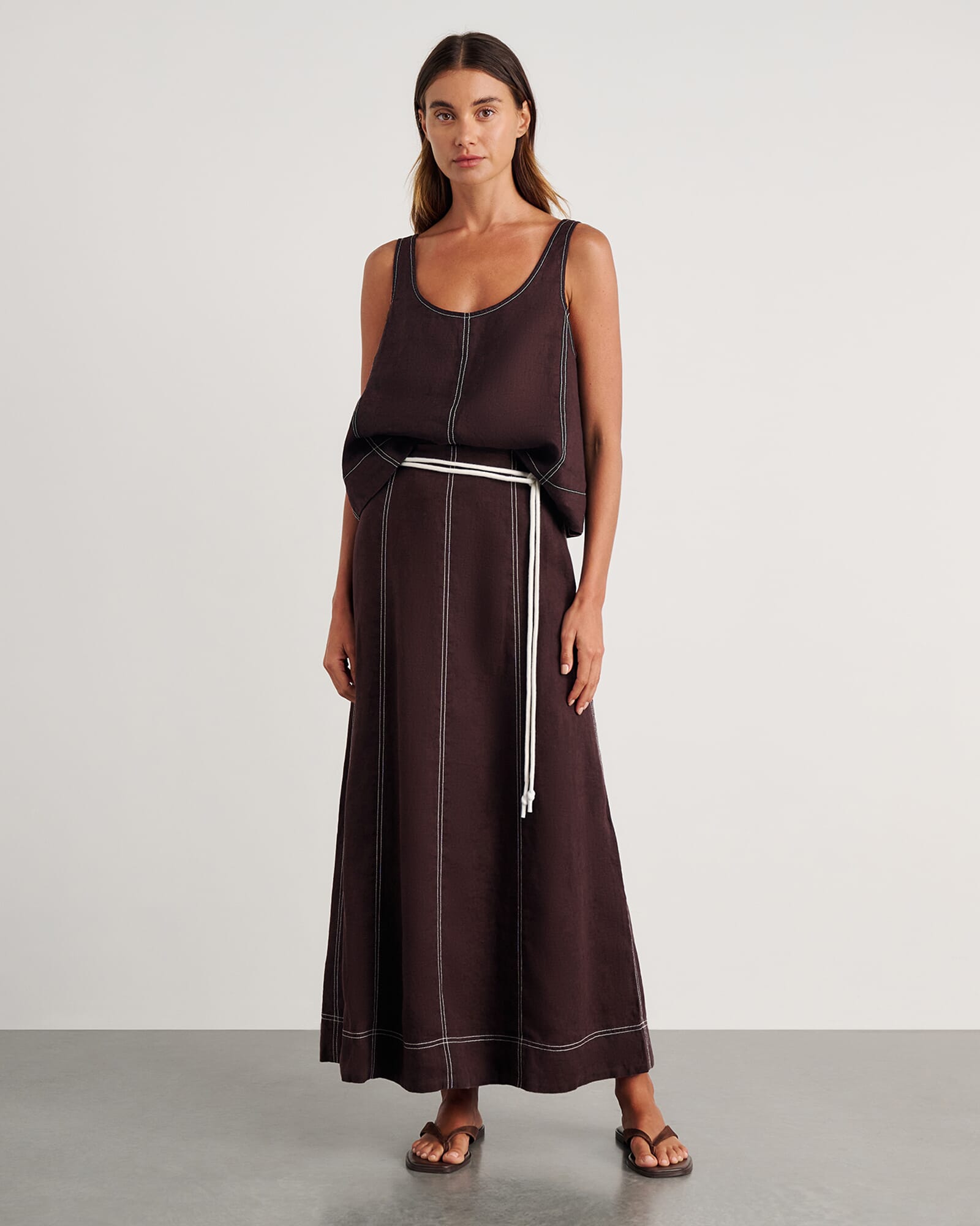 JAG sabine linen maxi skirt darkchocolate
