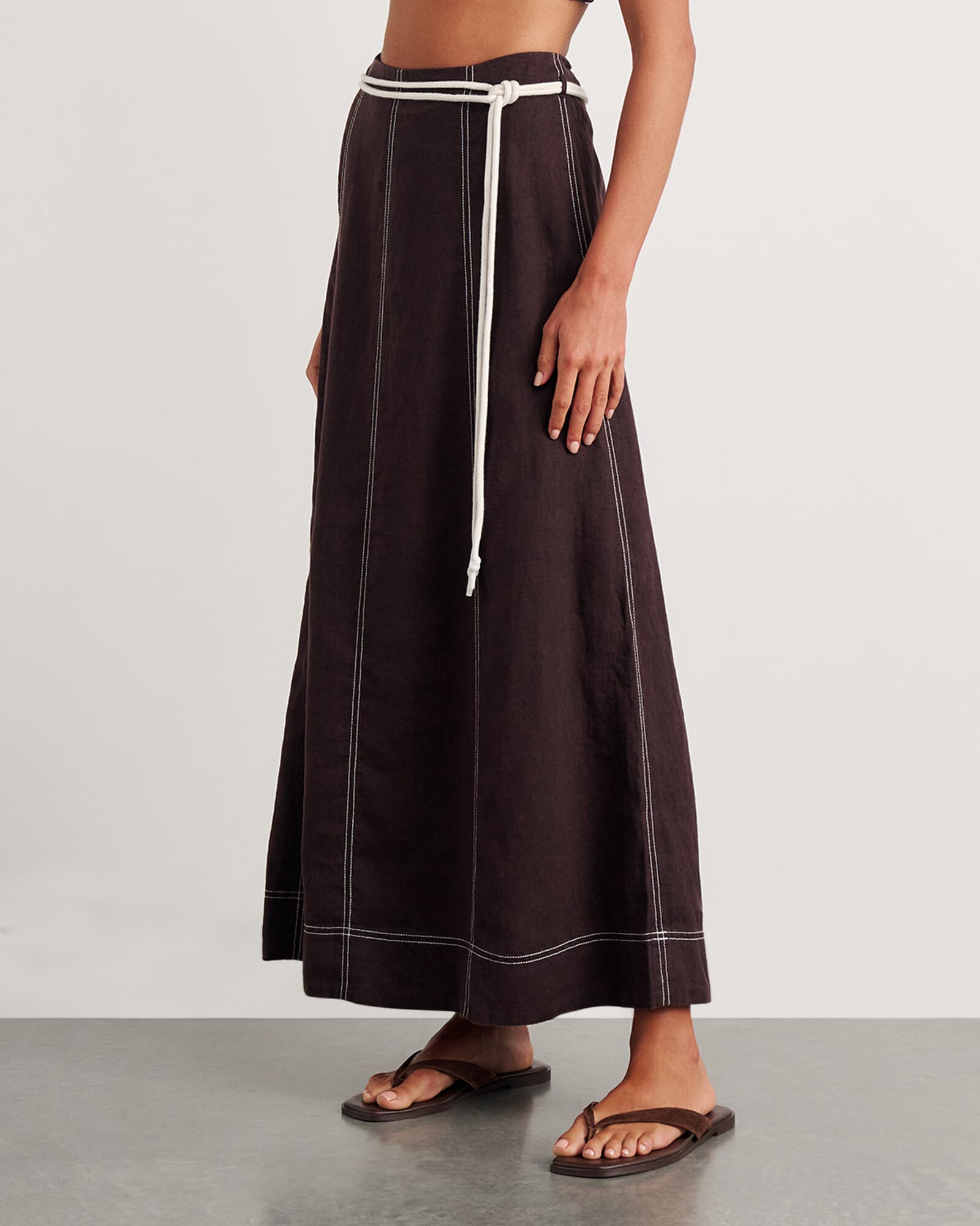 JAG sabine linen maxi skirt darkchocolate