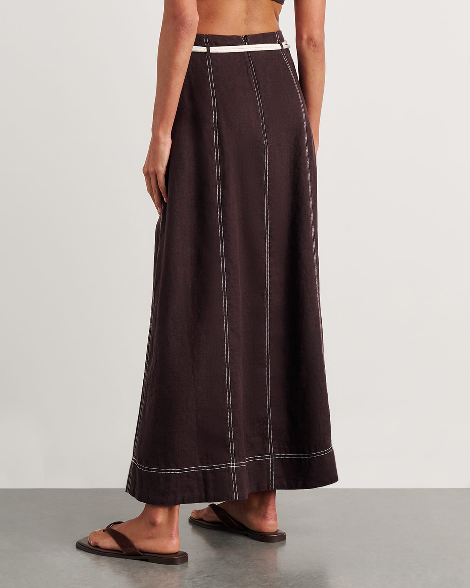 JAG sabine linen maxi skirt darkchocolate