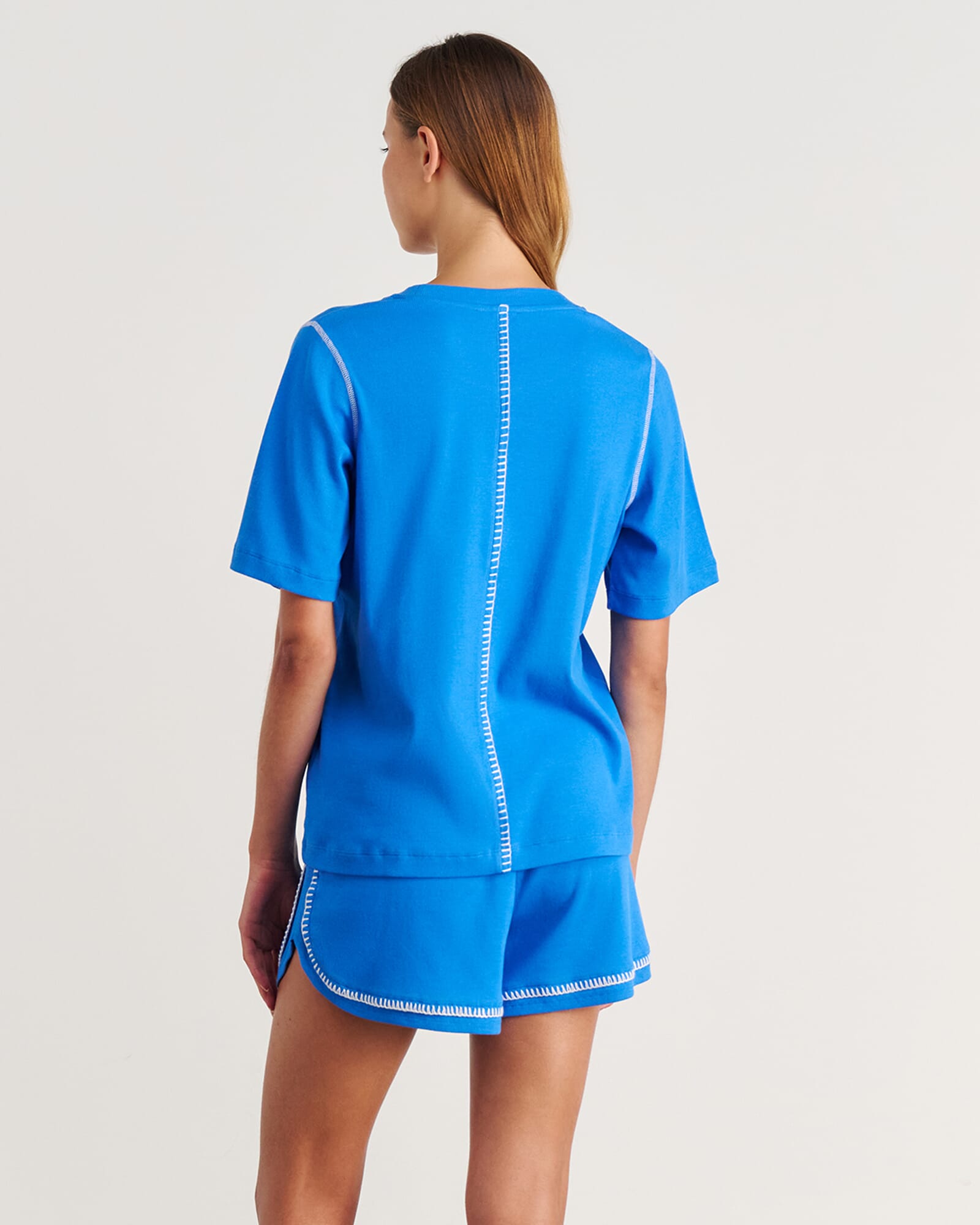 JAG celina blanket stitch tee brightblue