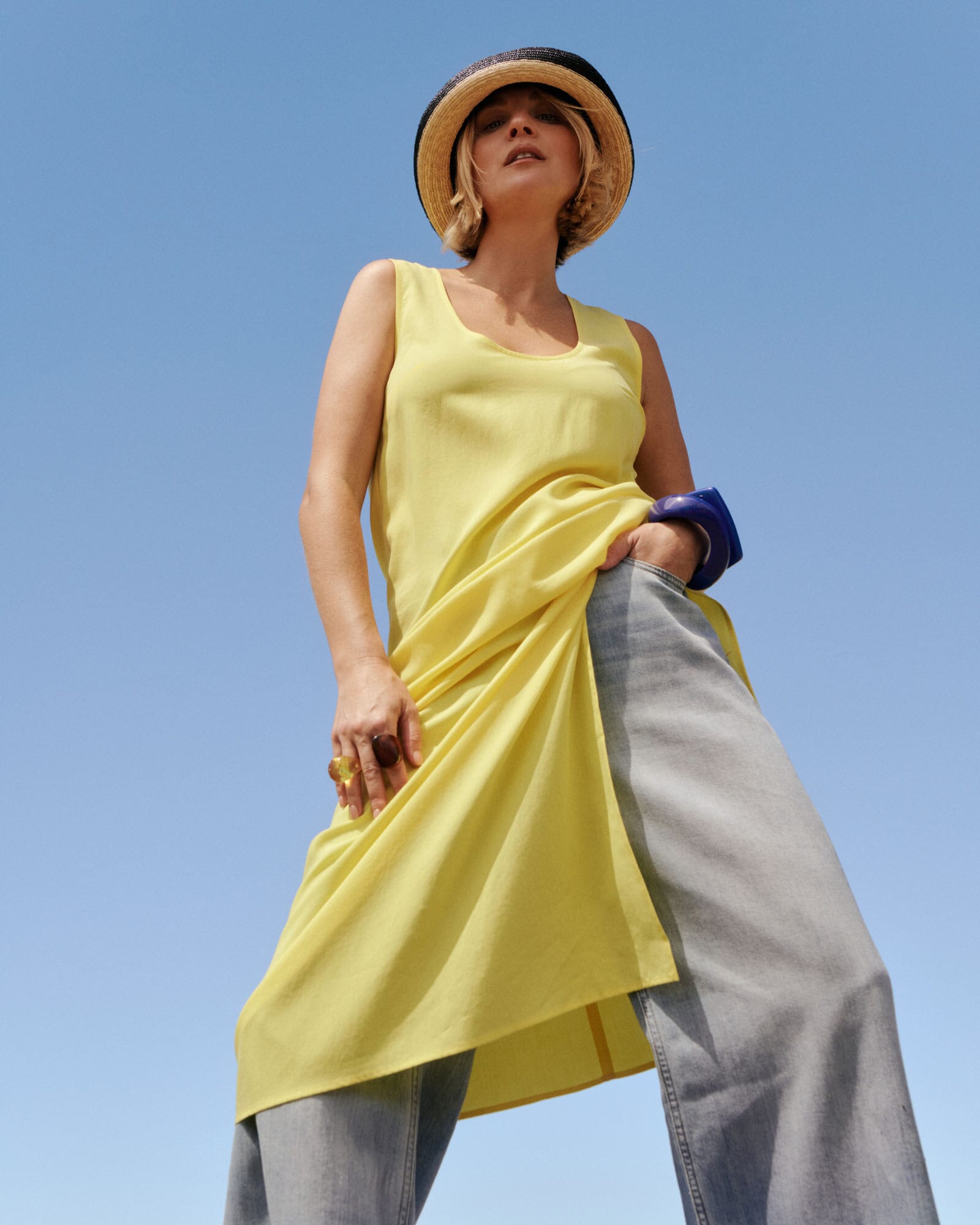 JAG nfw scoop neck maxi dress yellow