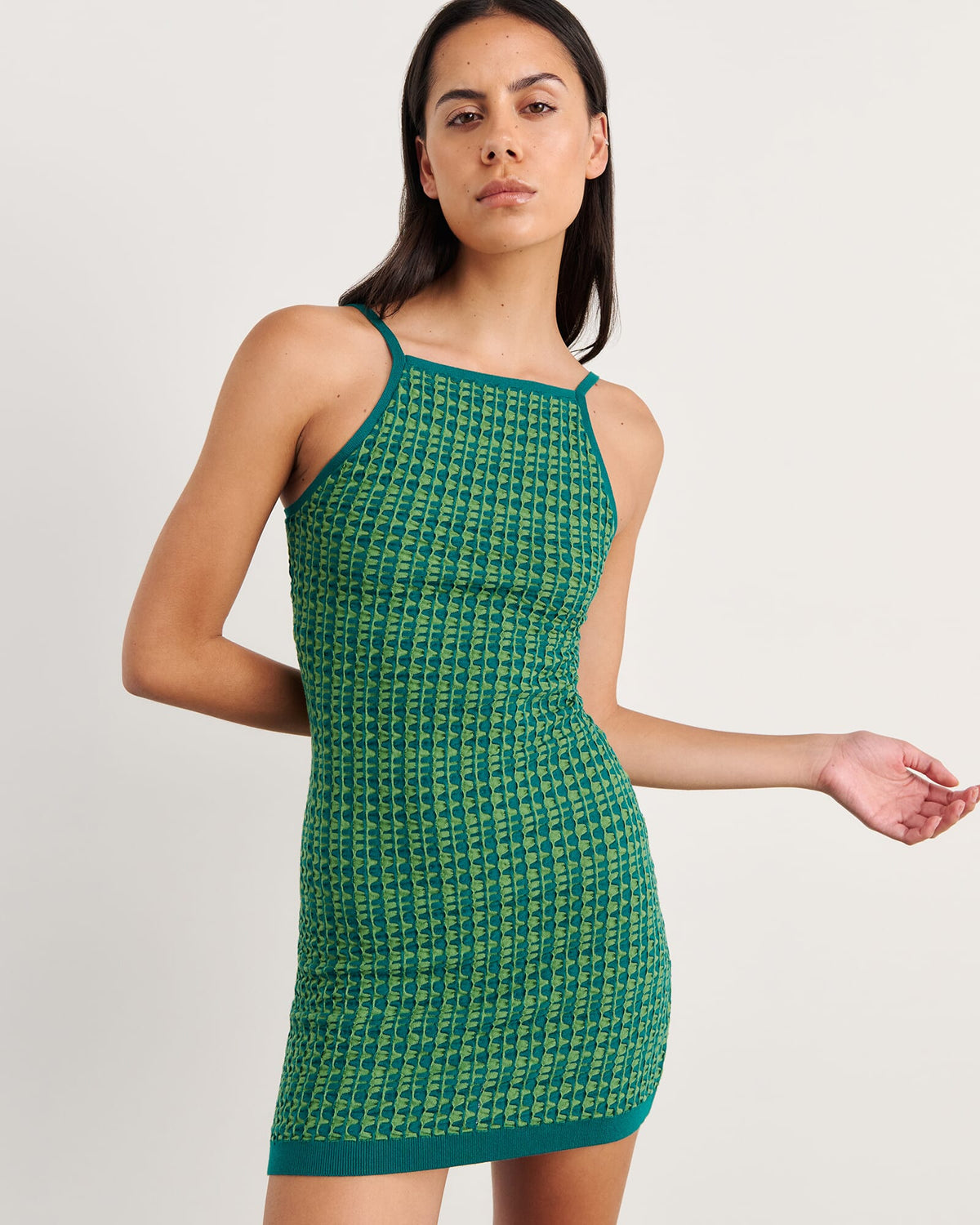 JAG kelly contrast knit mini dress greenmulti
