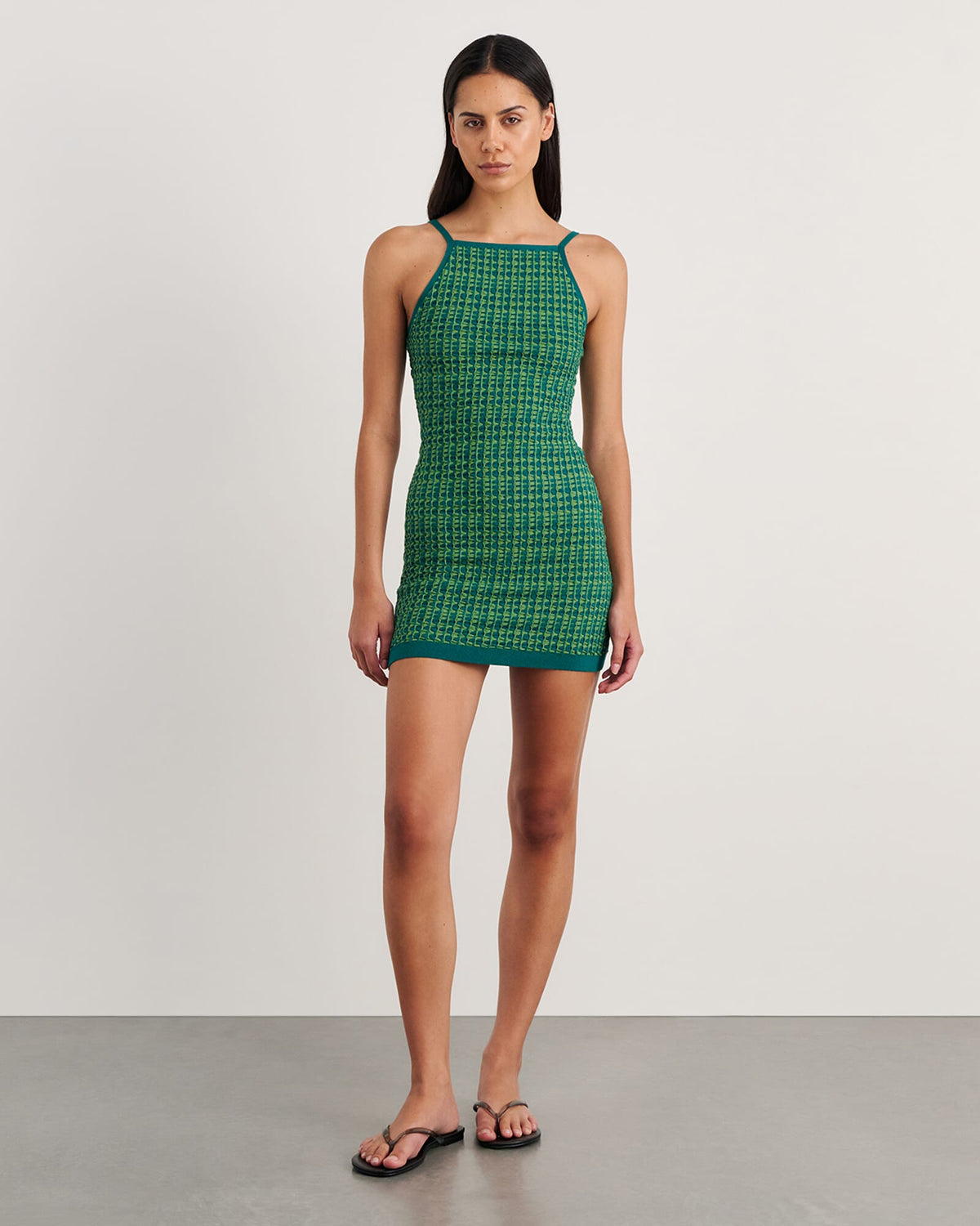 JAG kelly contrast knit mini dress greenmulti