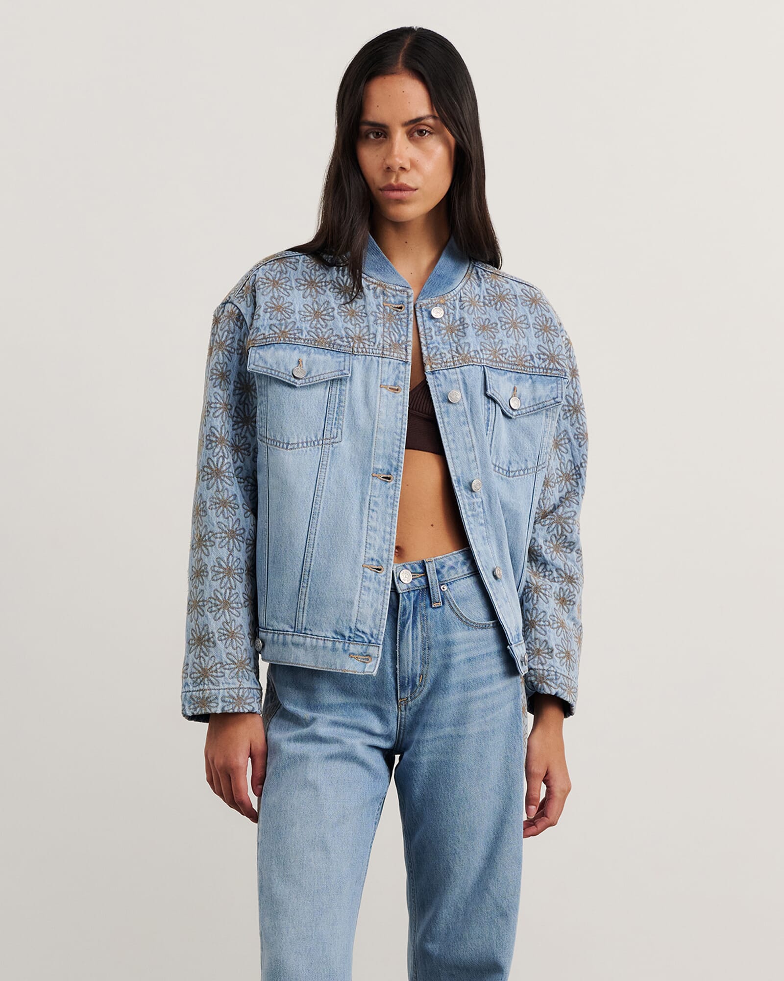 JAG fleur bomber jacket midbluewash